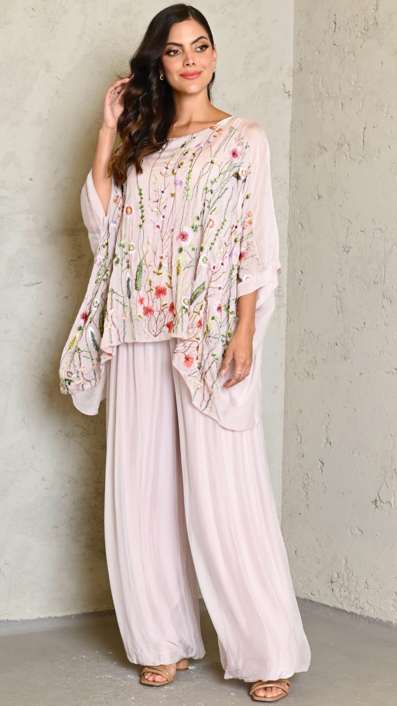 Embroidered Top and Pant Silk Set