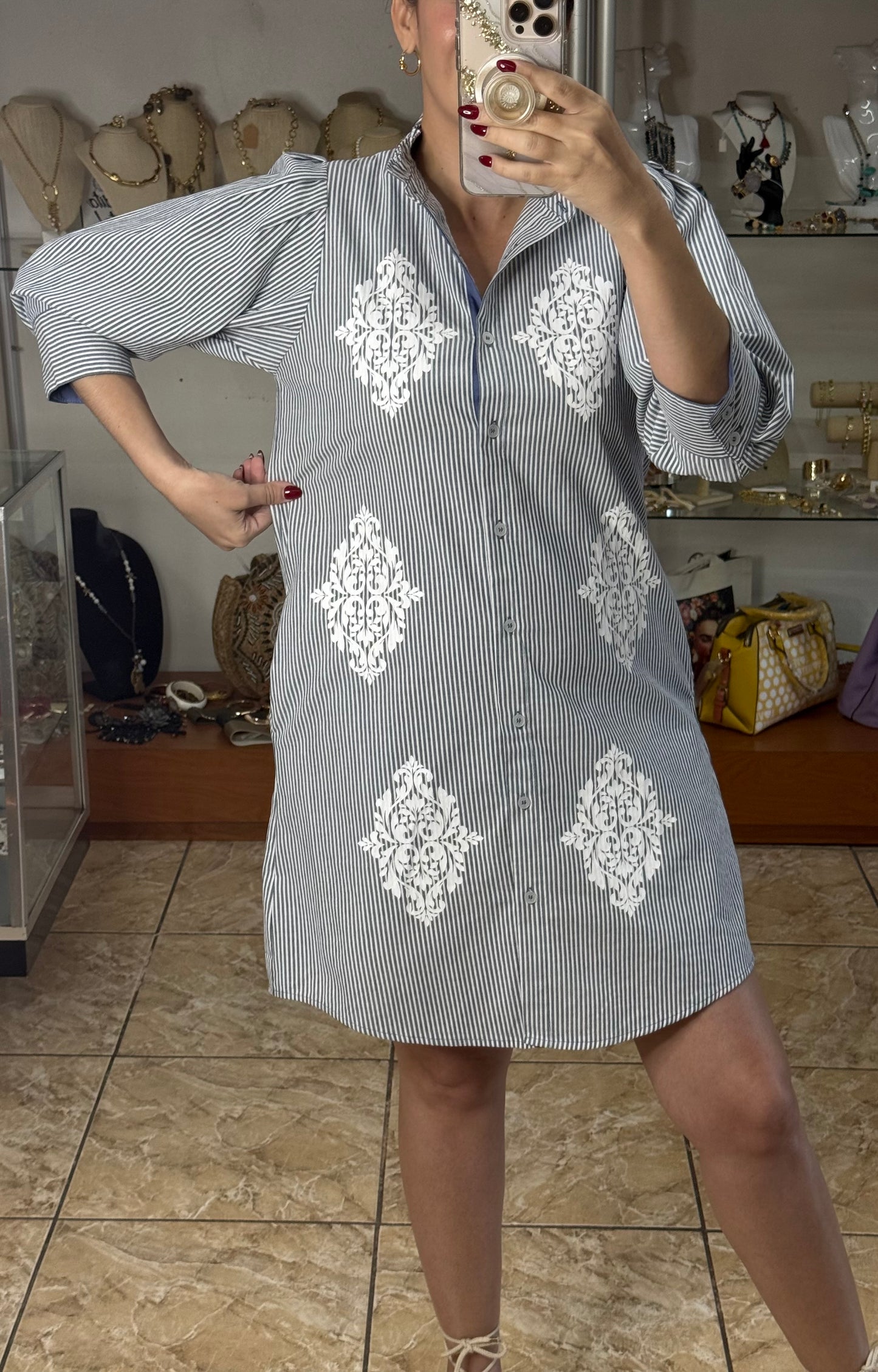 Button Down Stripes Dress