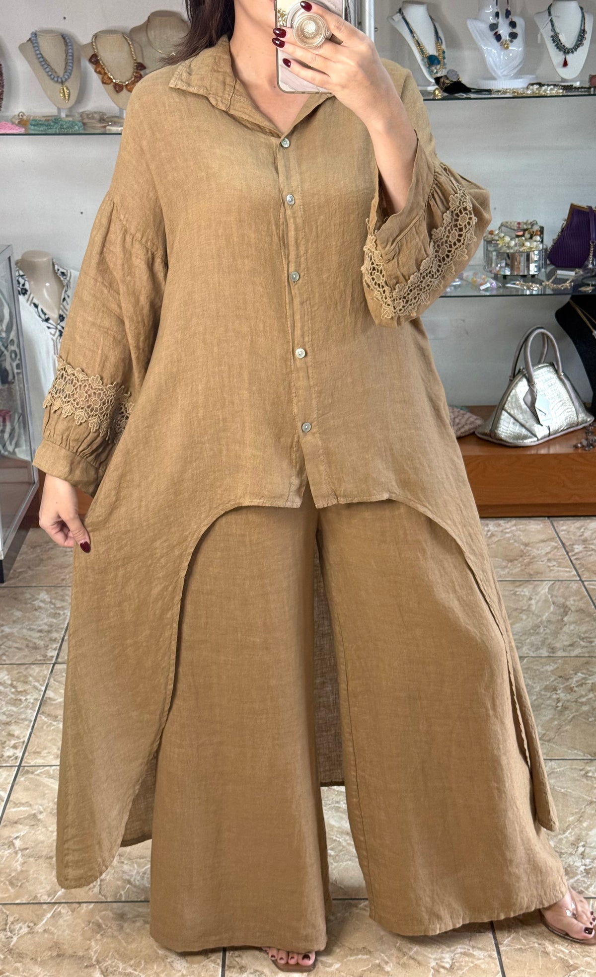 High/Low OS Linen Pant Set (NO RETURNS OR EXCHANGE)