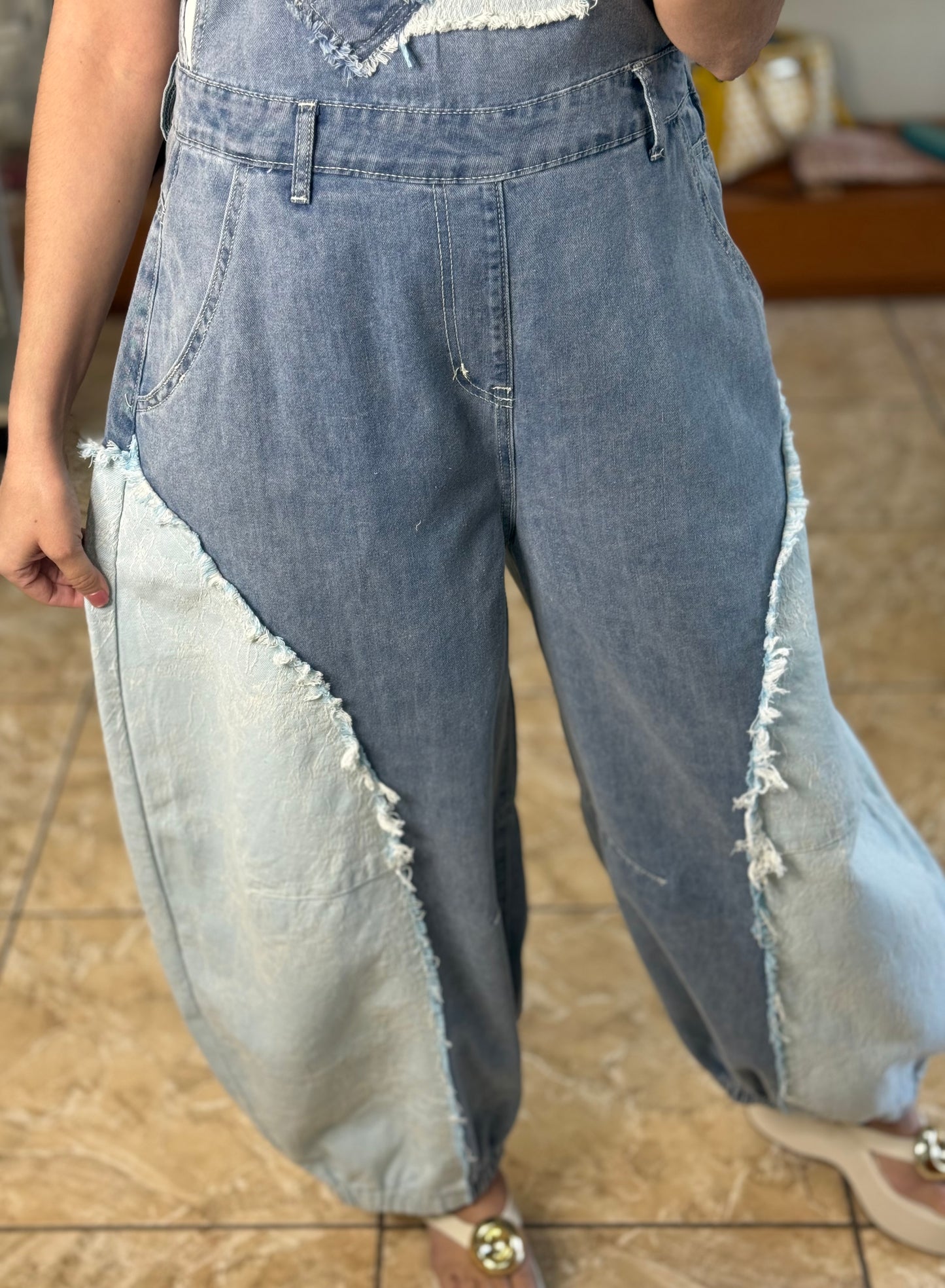 Barrel Style Denim Overall