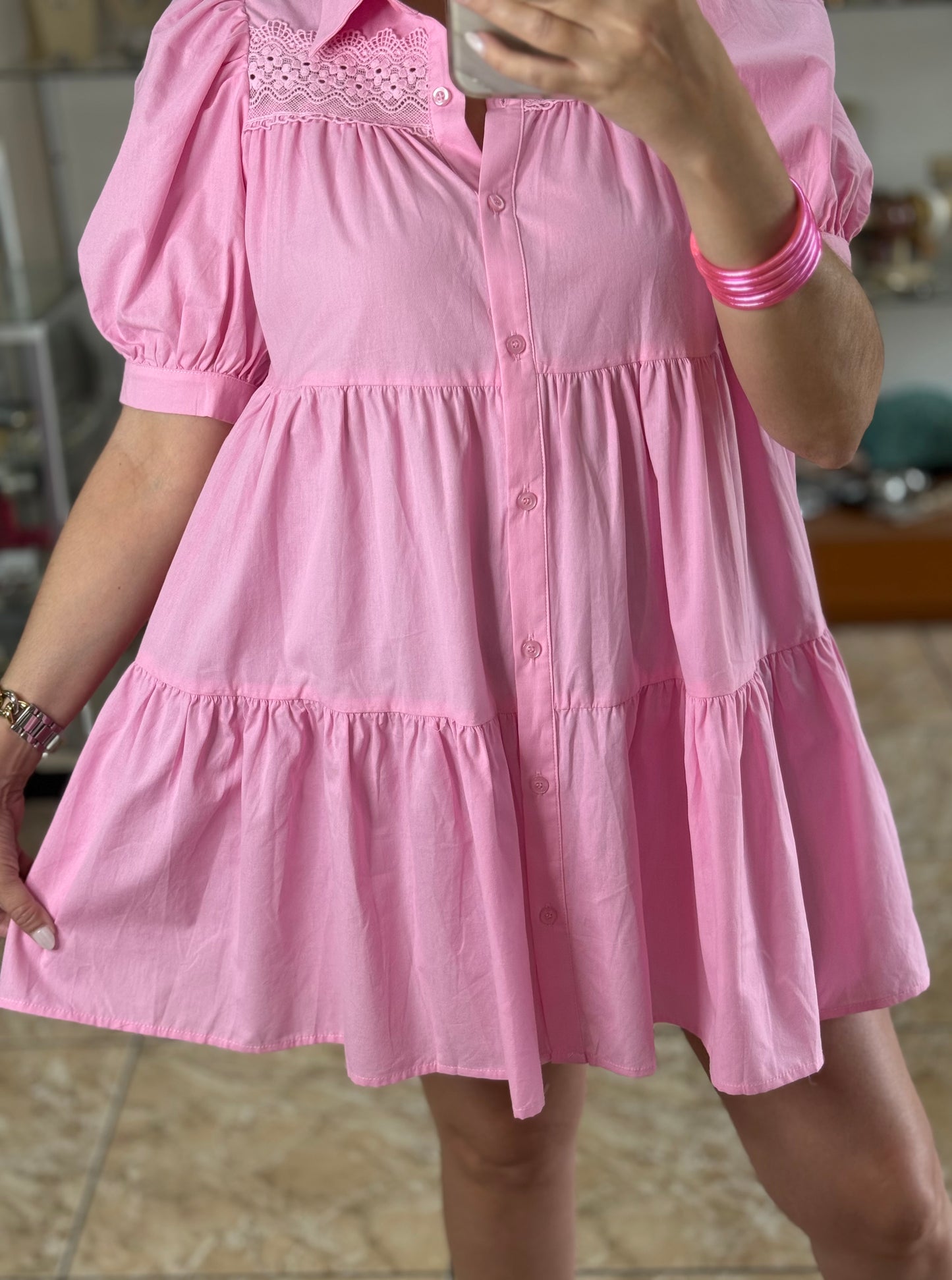 Pink Babydoll Mini Dress