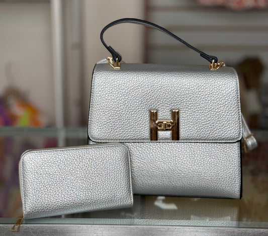 Chic Metallic Bag with Wallet (FINAL SALE)