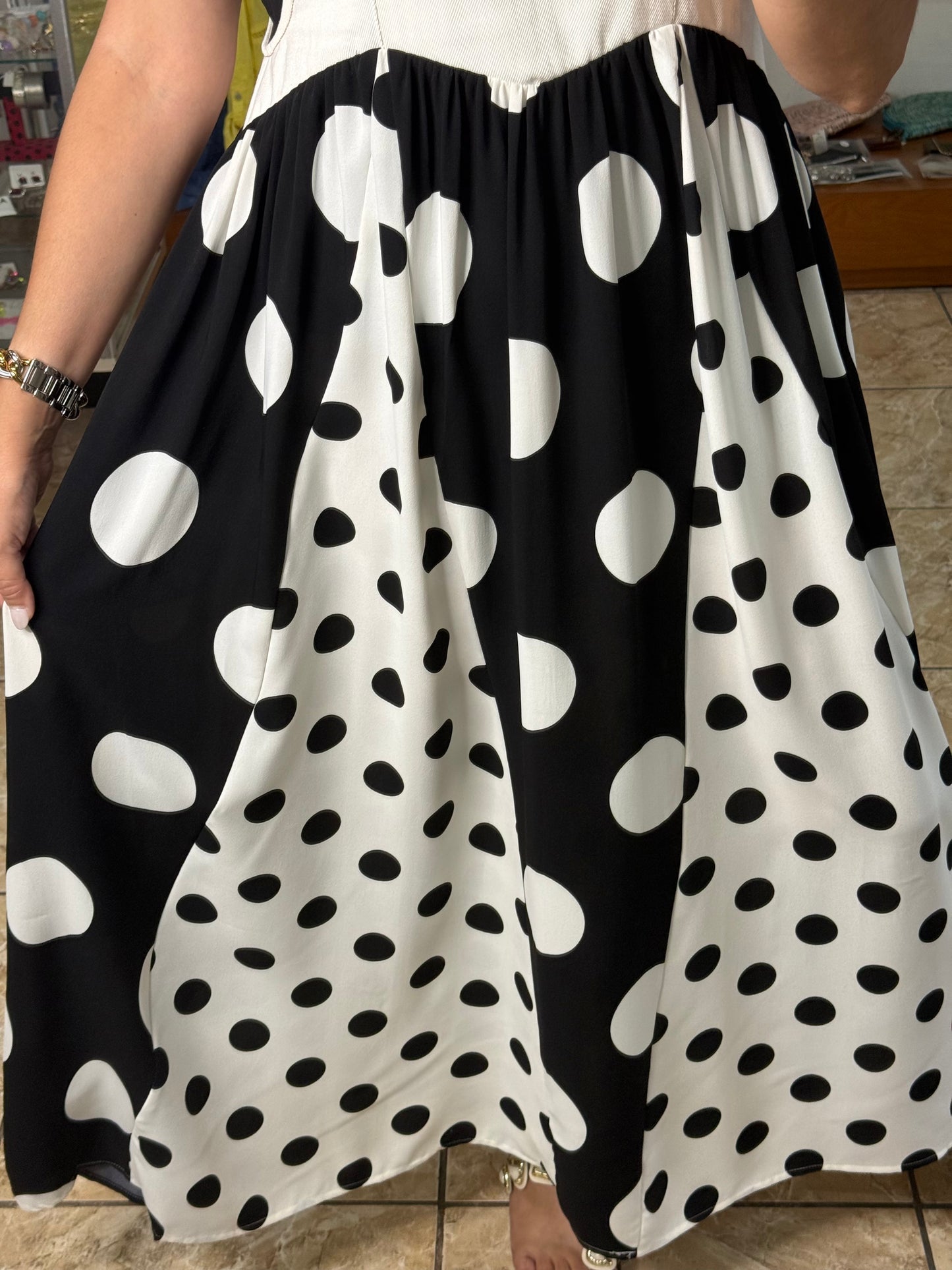 Black Mix Polkadot Overall Dress (REGULAR & PLUS) (TOP SOLD SEPARATELY)
