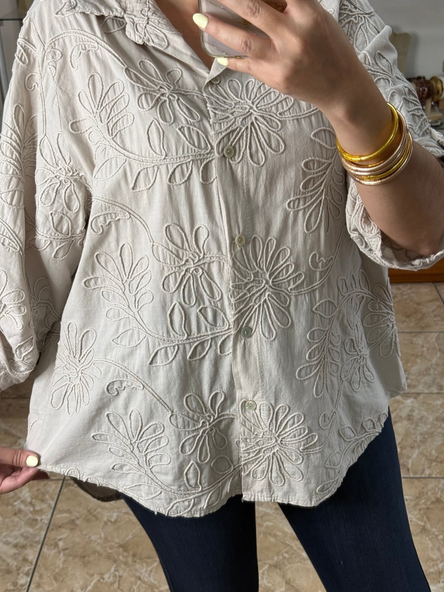 OS Embroidered Tunic Top (NO RETURNS OR EXCHANGE)