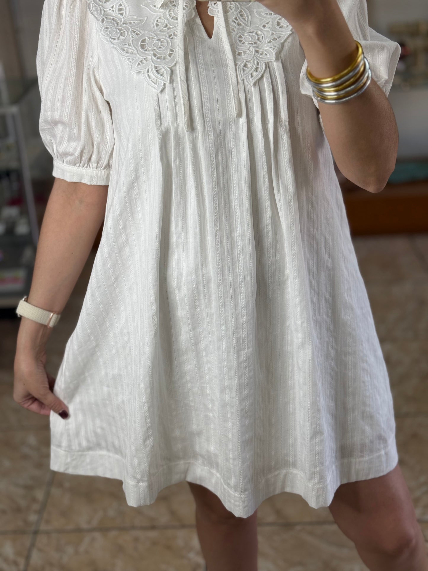 Eyelet Collard Mini Dress (NO RETURNS OR EXCHANGE)