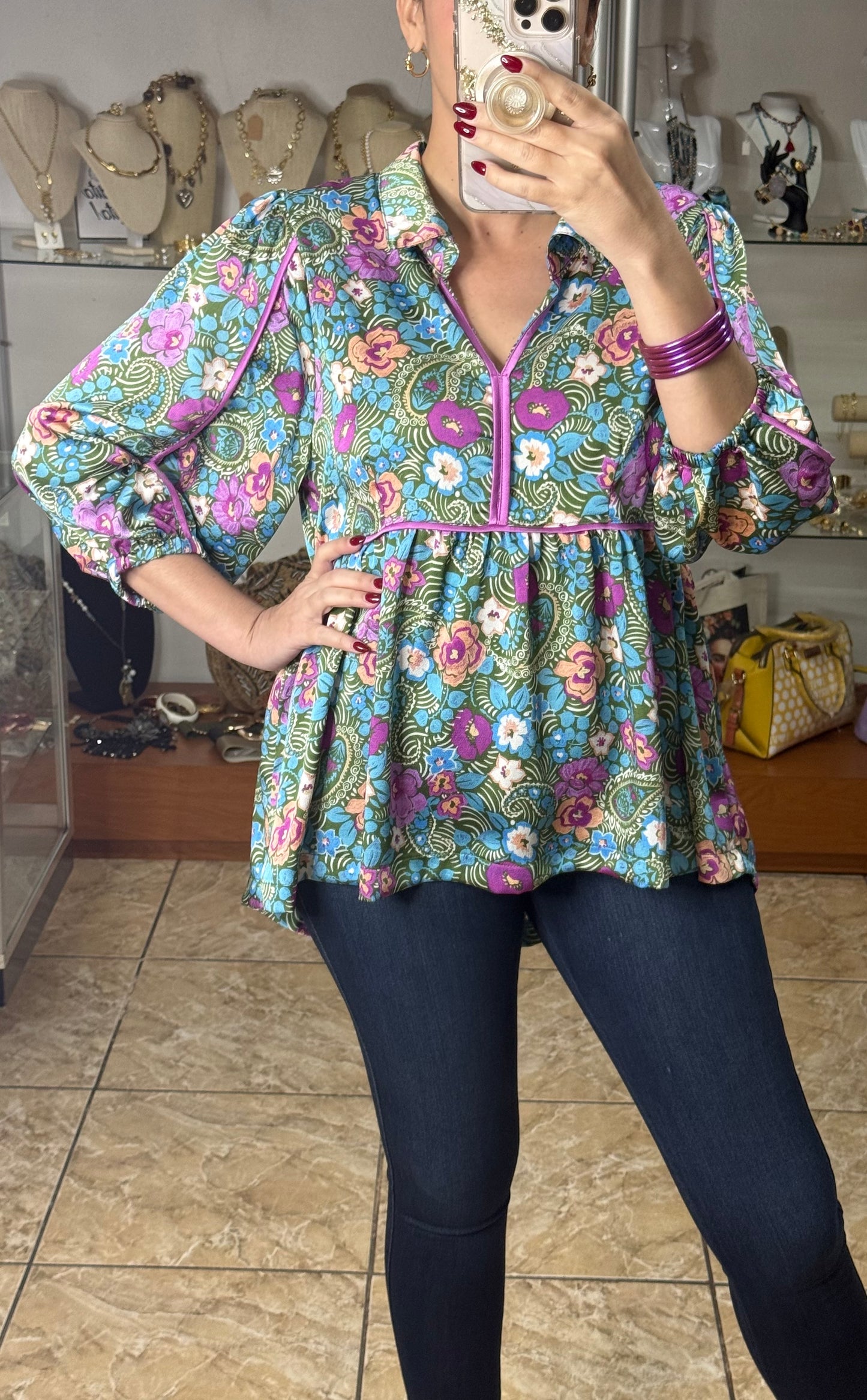 Lilac Mix Floral Satin Top