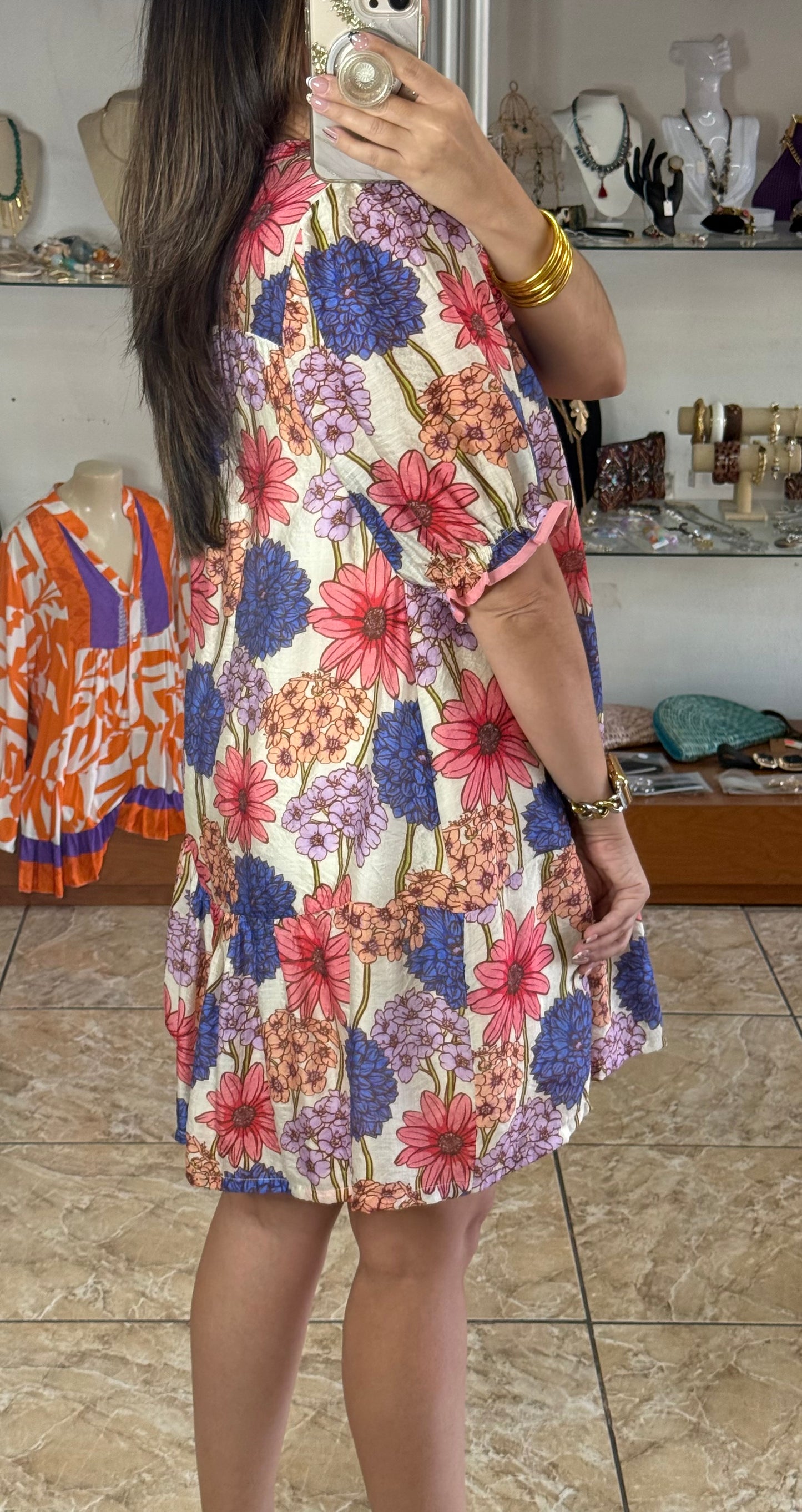 Pink/Purple Mix Floral Mini Dress