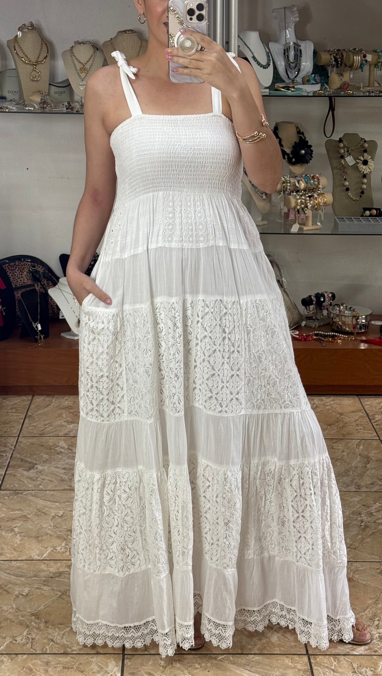 White Maxi Boho Dress (FINAL SALE)