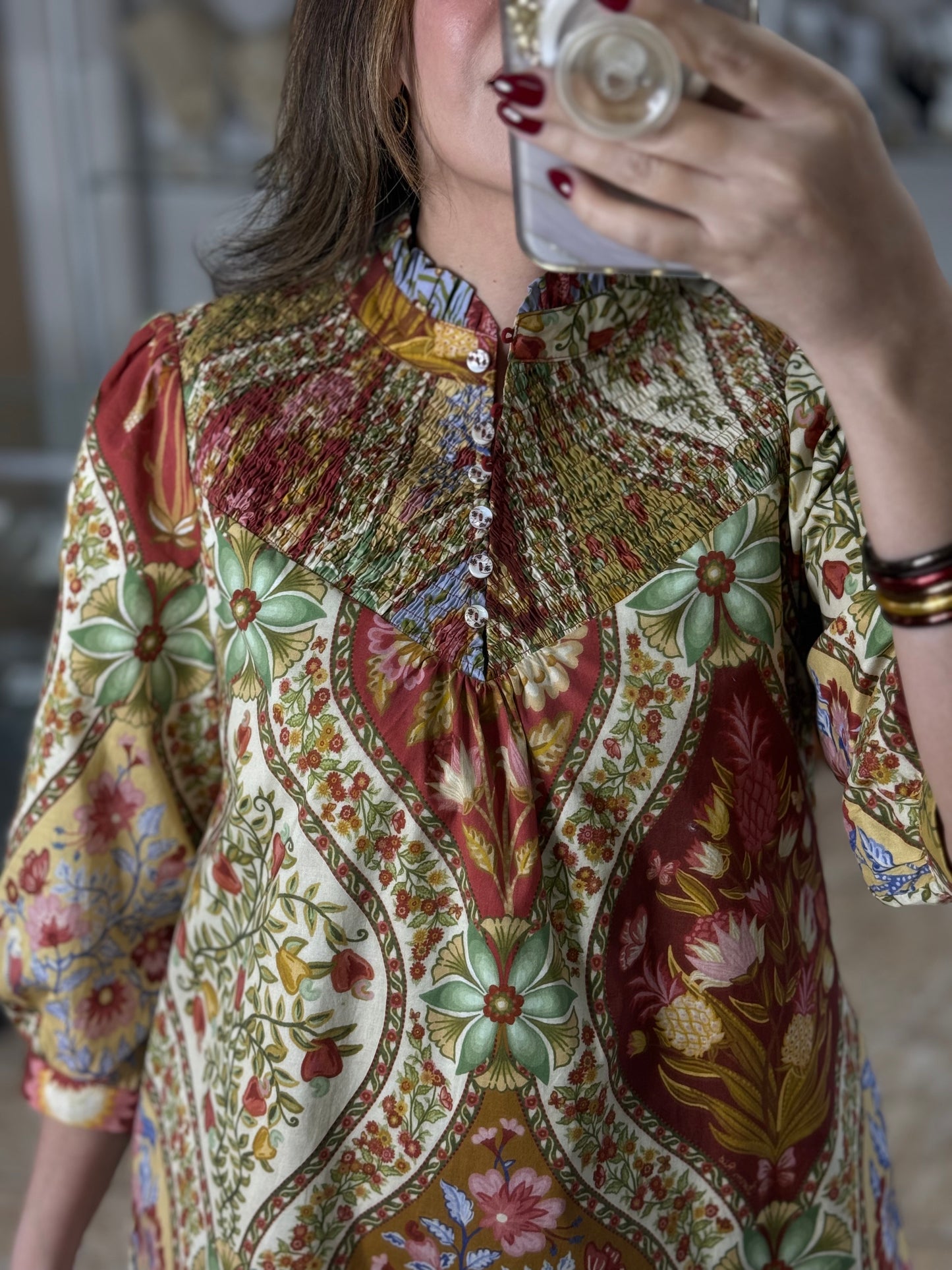Chestnut Mix Floral Mini Dress