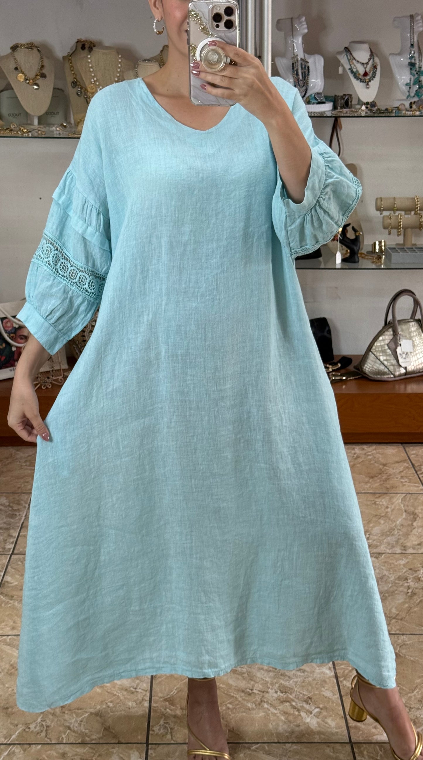 Back Detail OS Linen Maxi Dress (FINAL SALE)