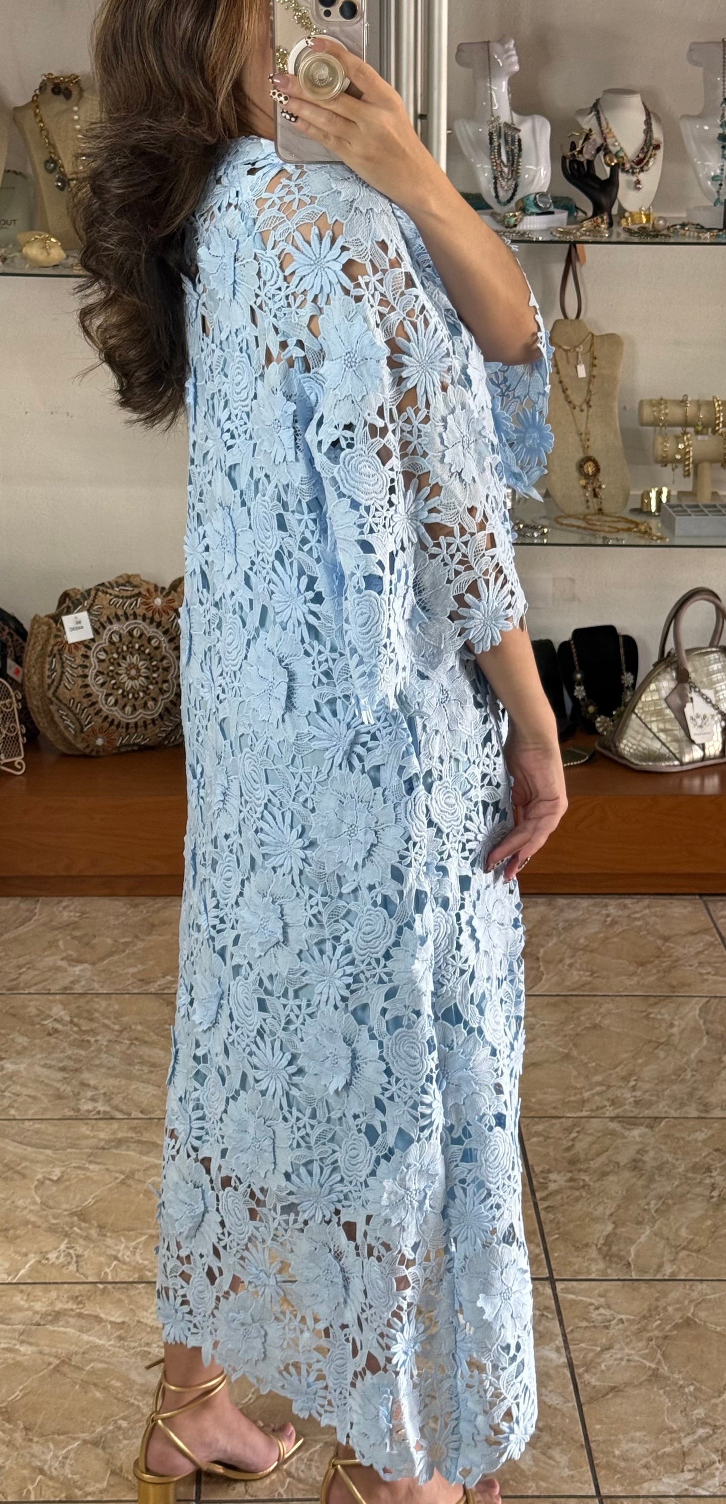 Floral Appliqué OS Maxi Dress (NO RETURNS OR EXCHANGE)