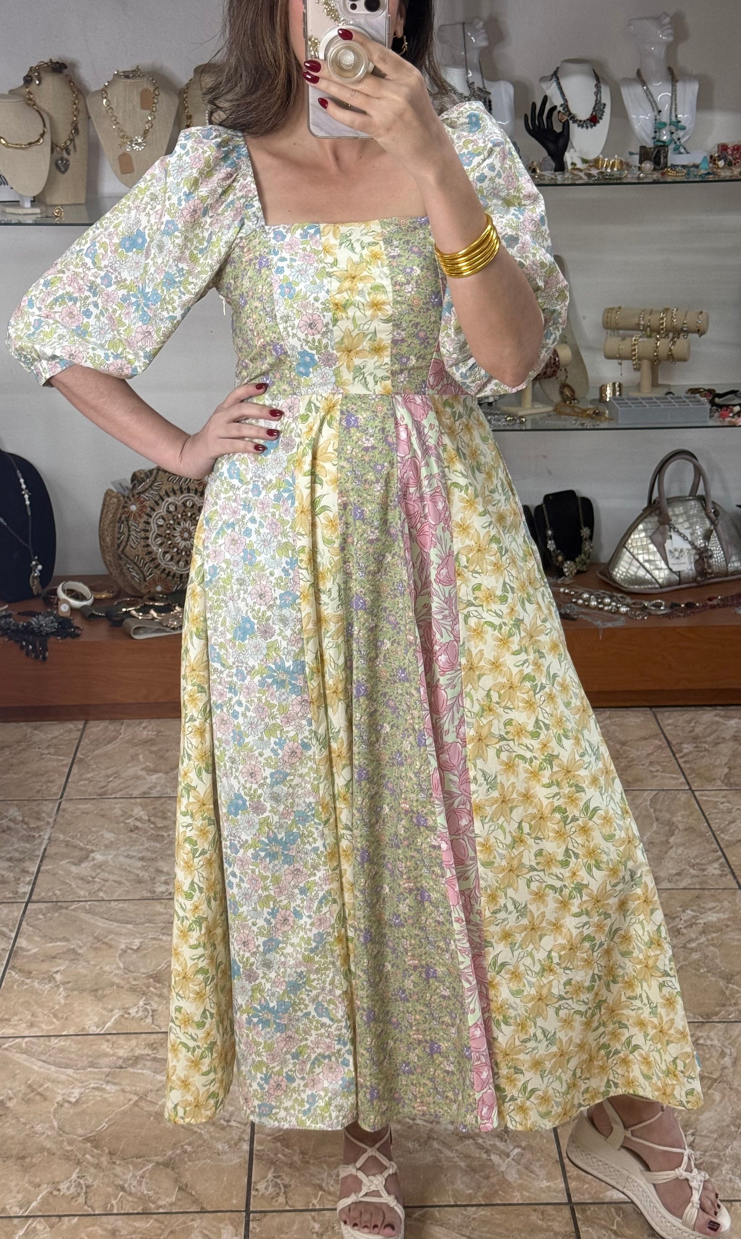 Mix Floral Midi Dress