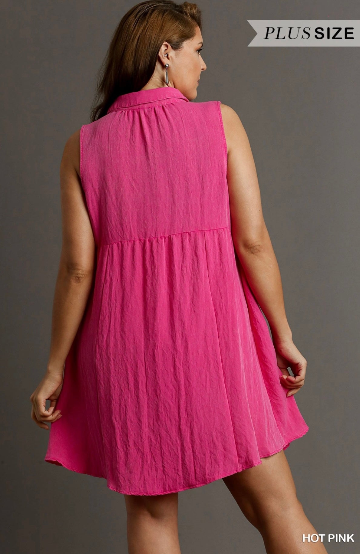 Snow Washed Button Down Sleeveless Dress (PLUS)