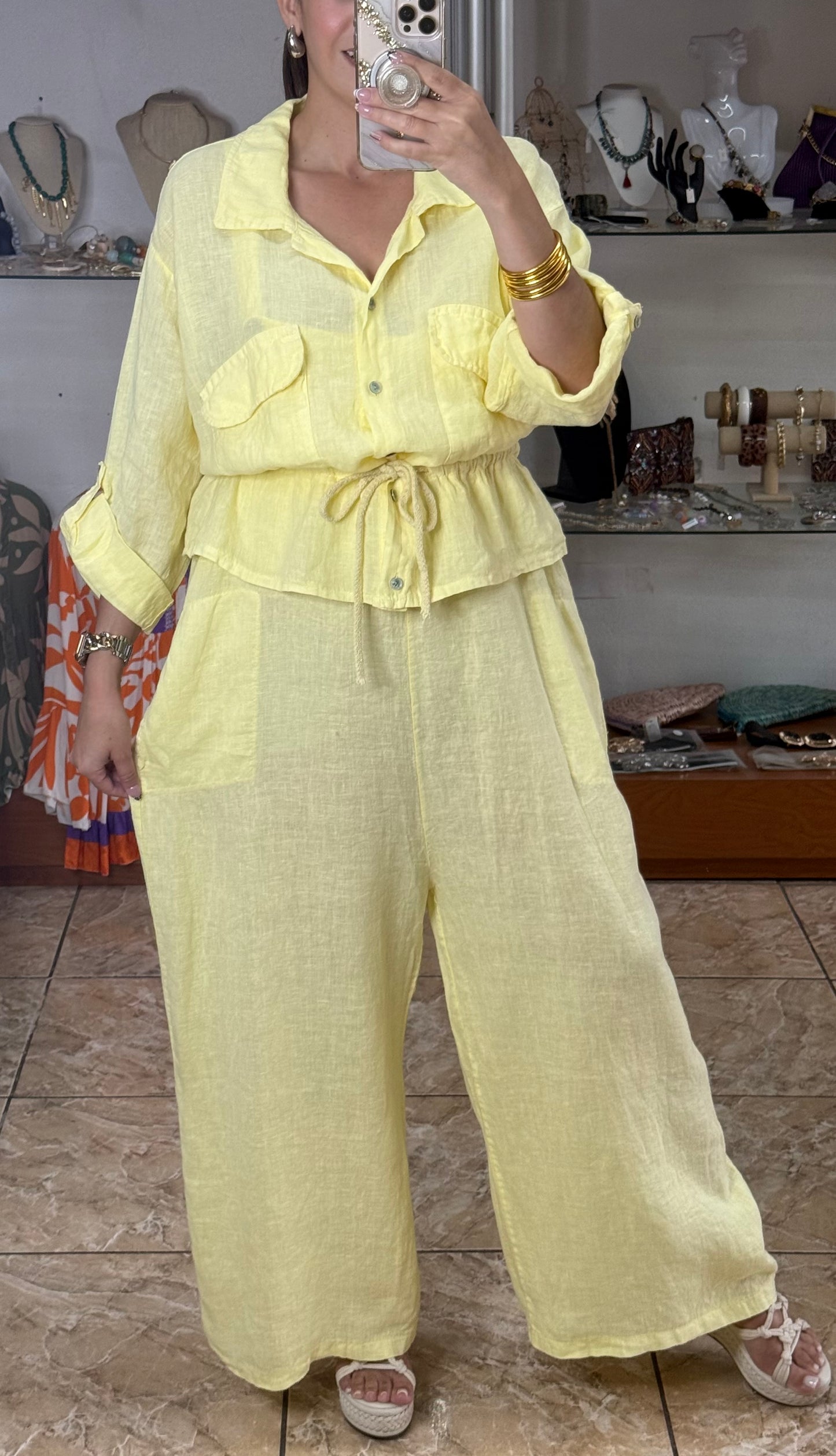 OS Linen Top & Jumpsuit Set (NO RETURNS OR EXCHANGE)