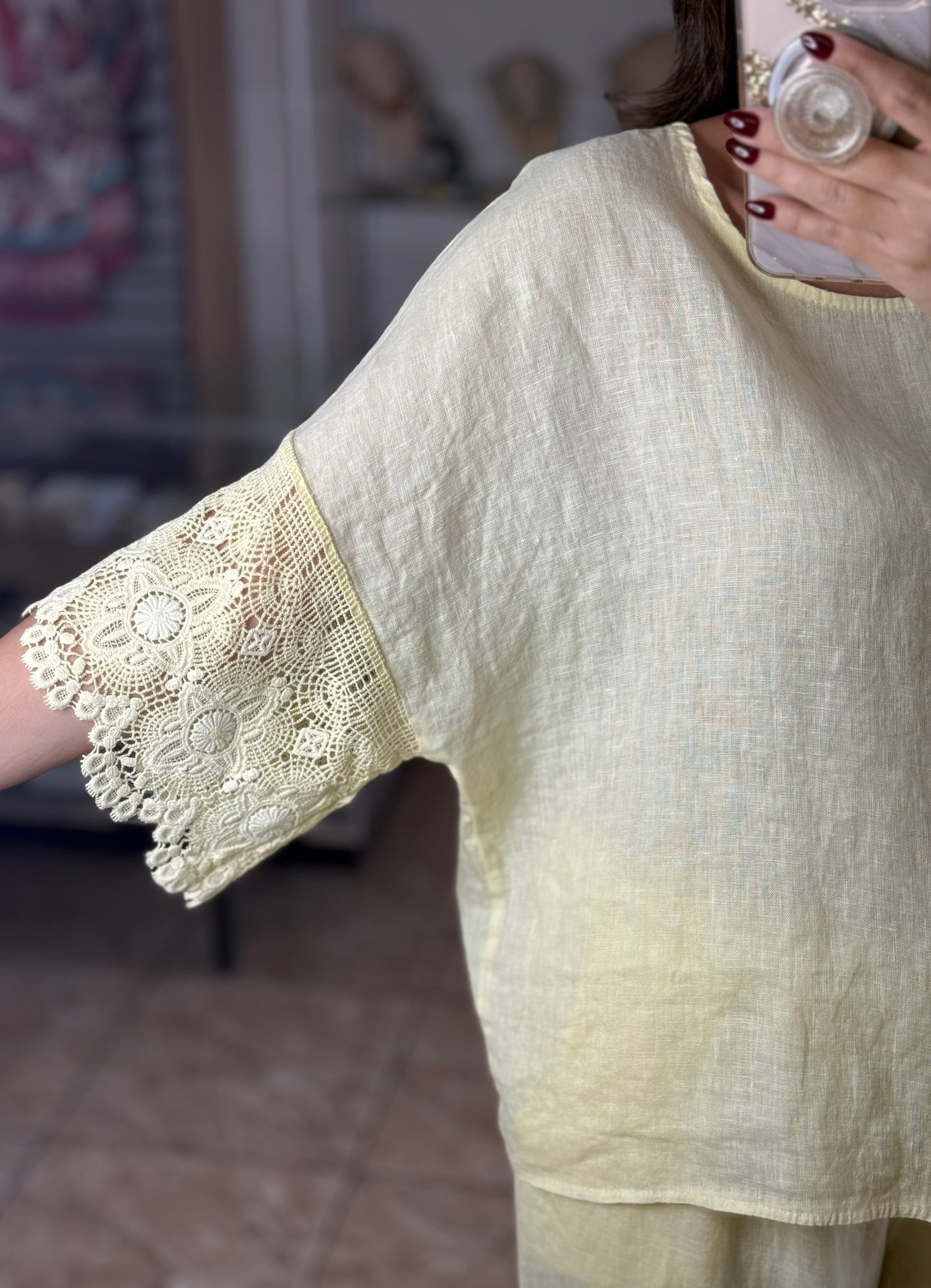 Crochet Trim OS Linen Set (NO RETURNS OR EXCHANGE)