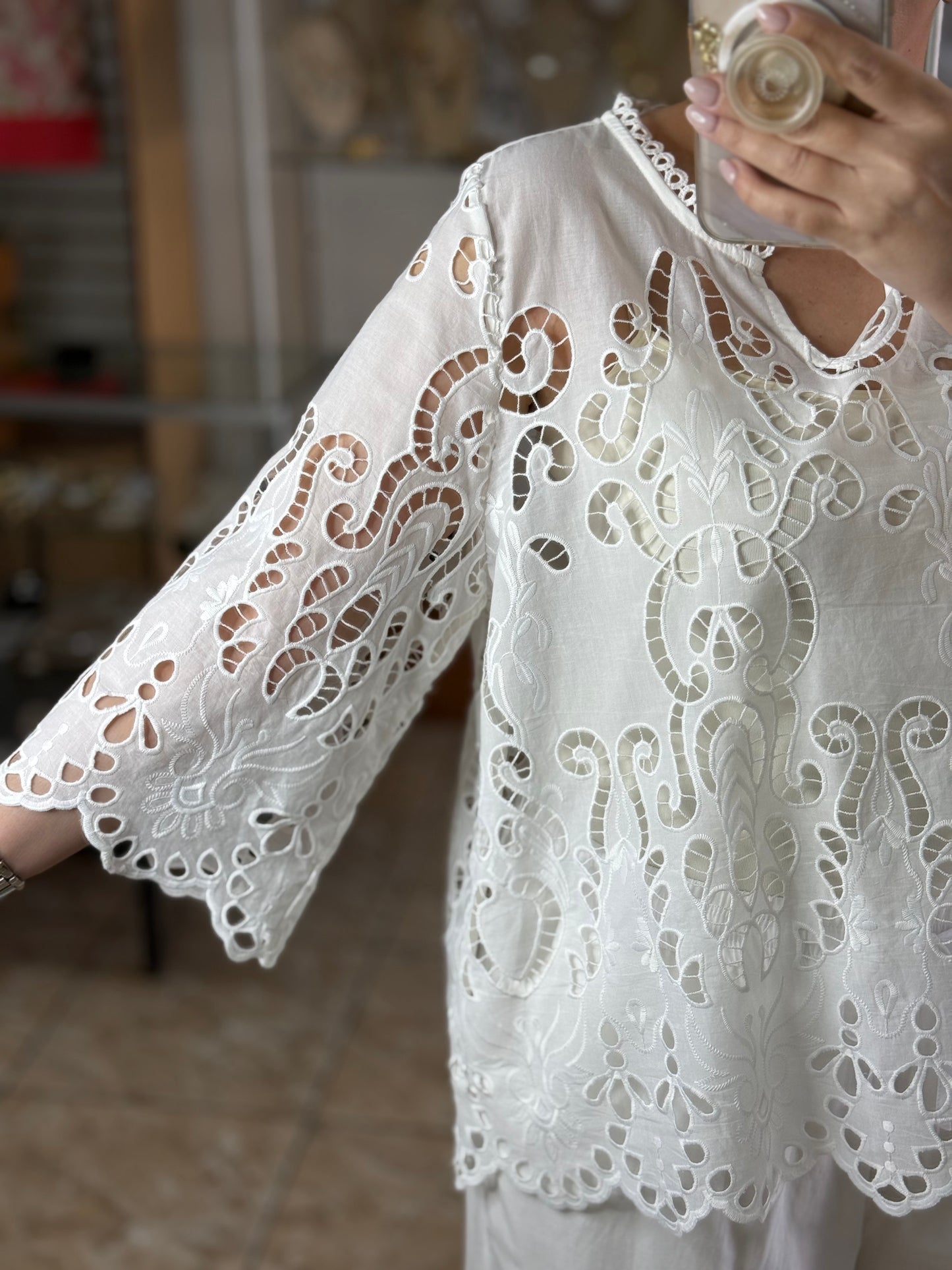OS Intricate Eyelet Lace Embroidered Set (NO RETURNS OR EXCHANGE)