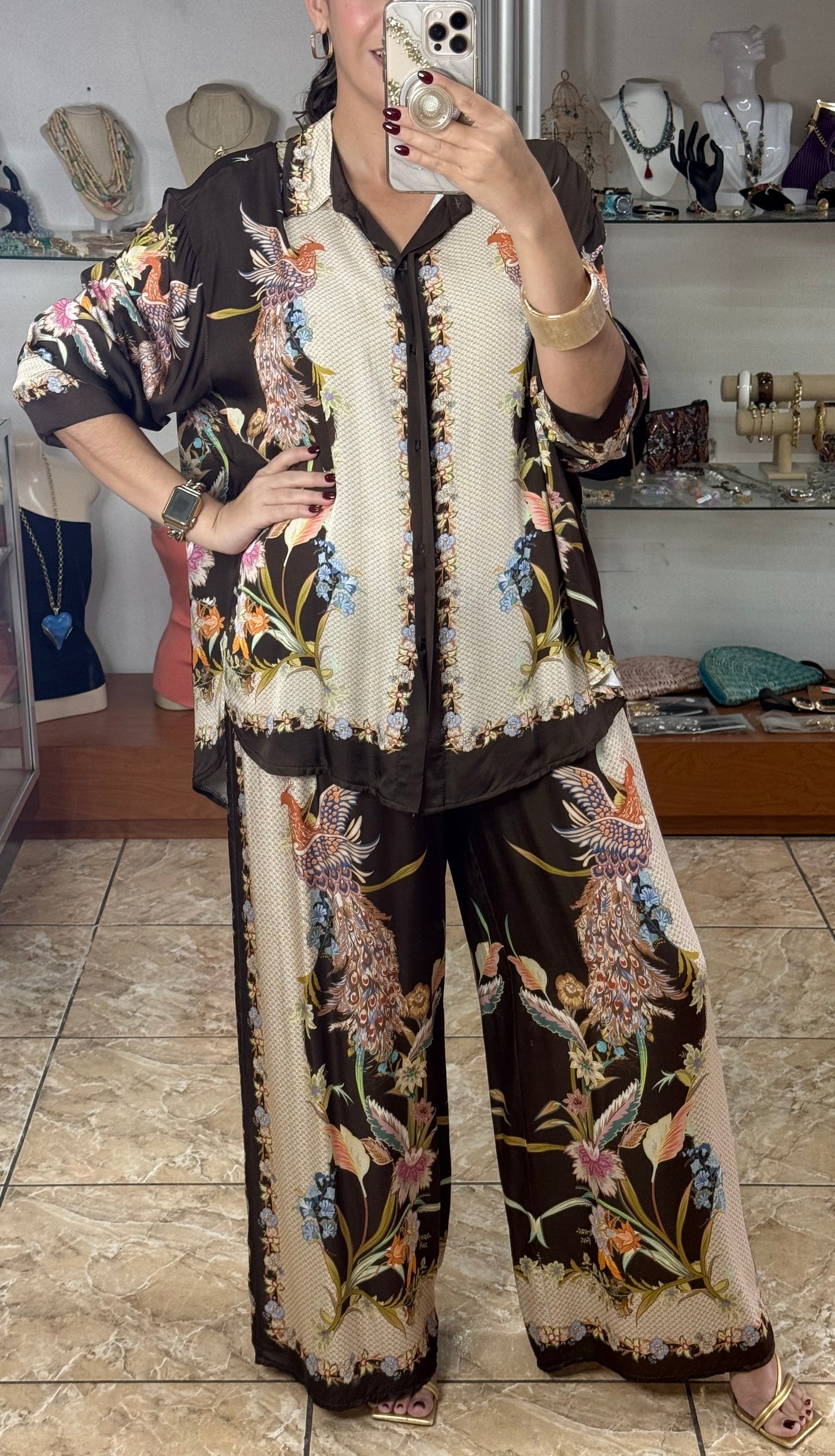 Birds & Flowers OS Satin Set (NO RETURNS OR EXCHANGE)