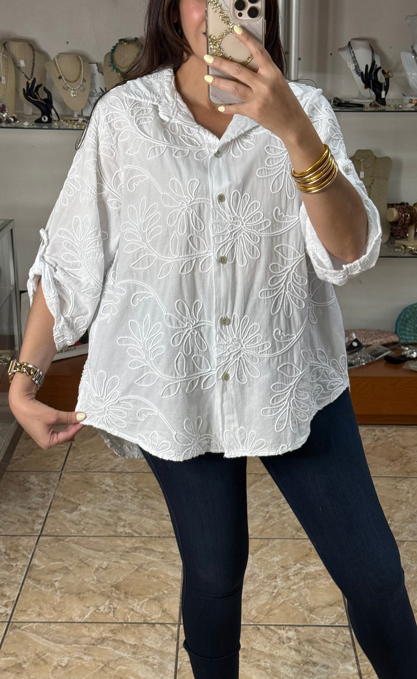 OS Embroidered Tunic Top (NO RETURNS OR EXCHANGE)