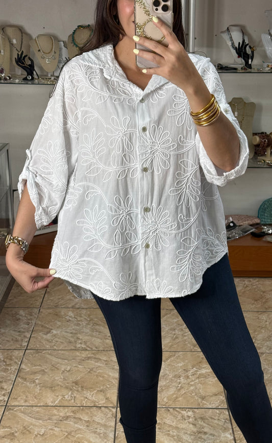 OS Embroidered Tunic Top (NO RETURNS OR EXCHANGE)