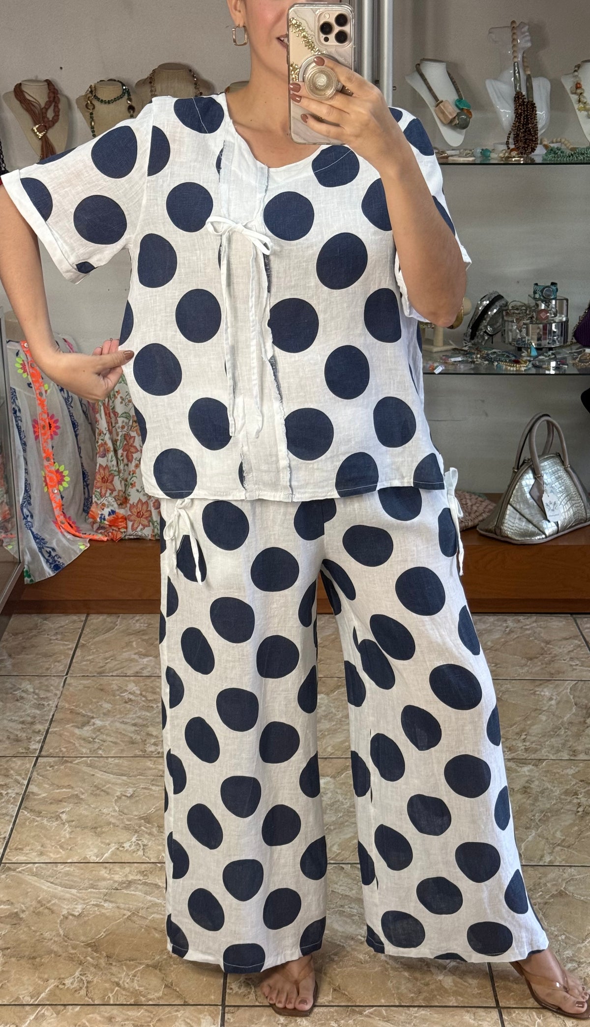 Polka Dots and Ribbons OS Linen Set (NO RETURNS OR EXCHANGE)