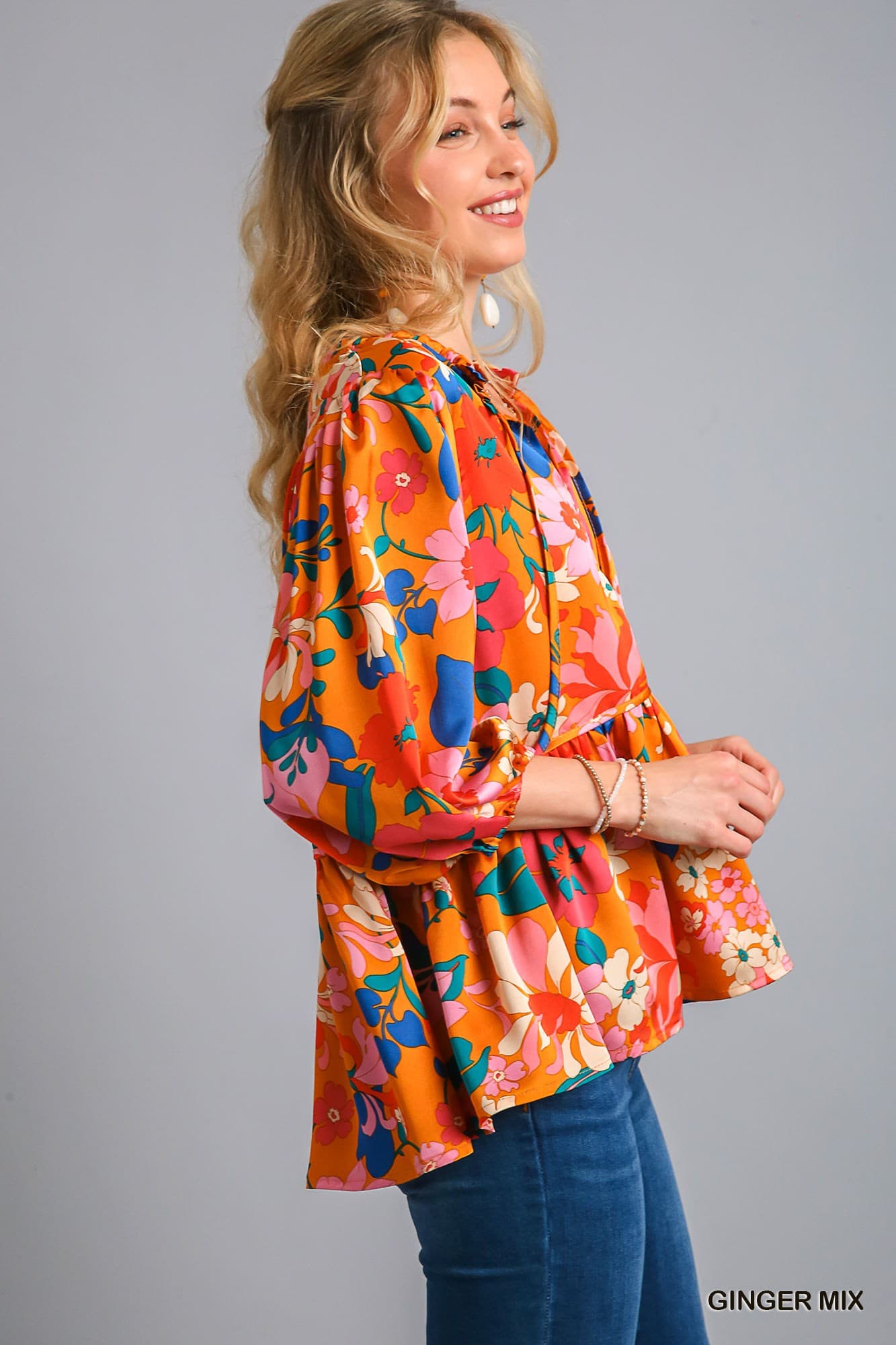 Ginger Mix Floral Satin Top