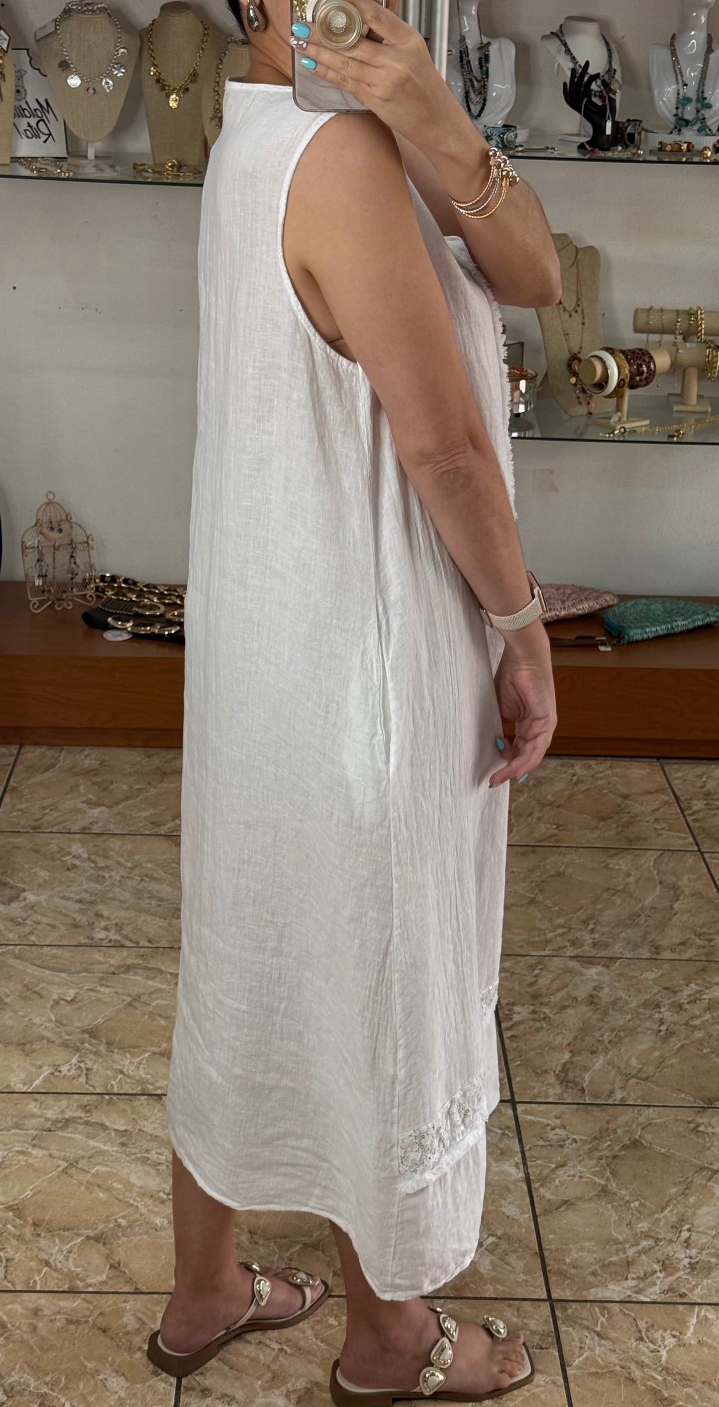 Sleeveless OS Linen Maxi Dress (FINAL SALE)