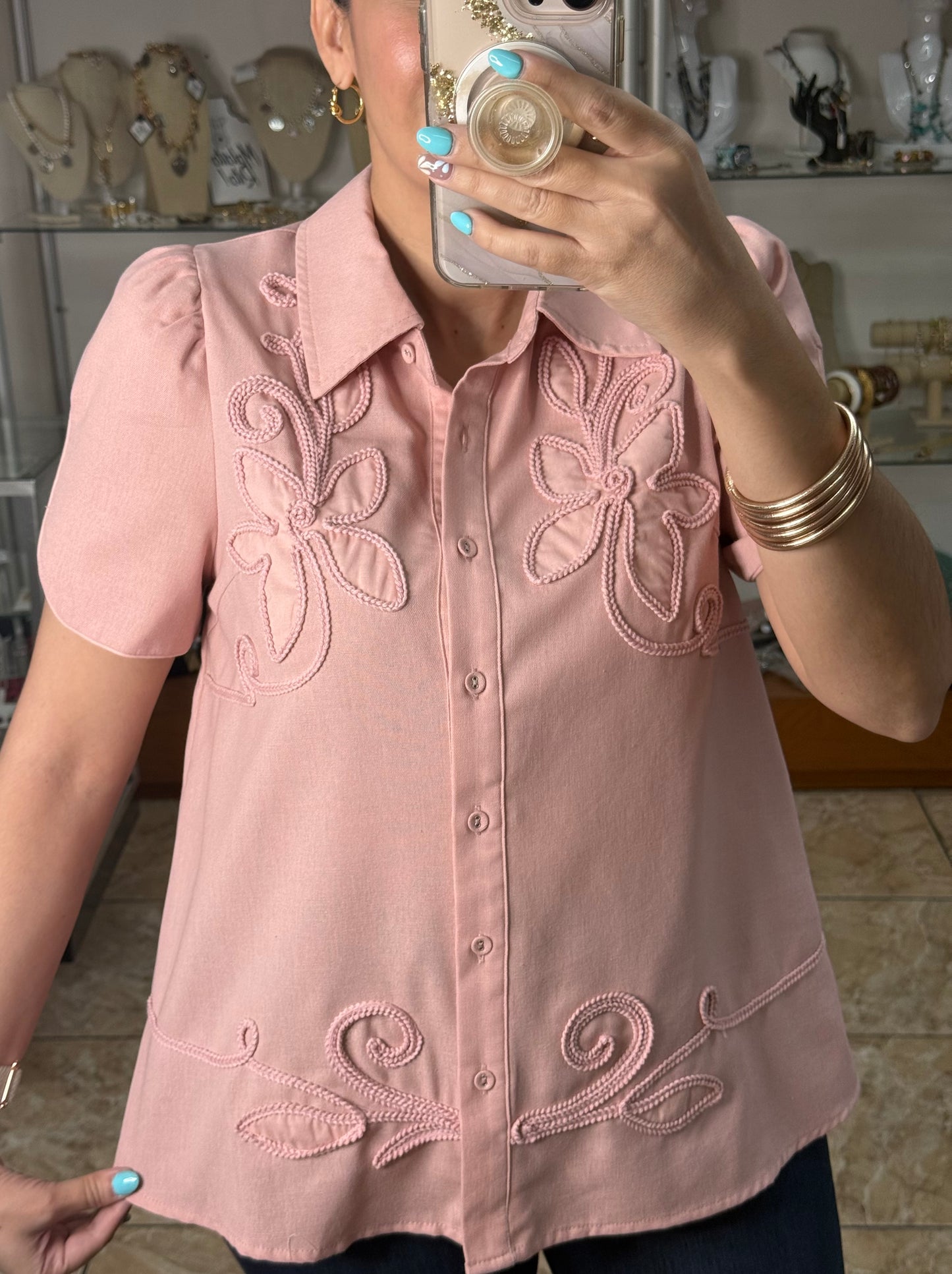Dusty Rose Button Down Top