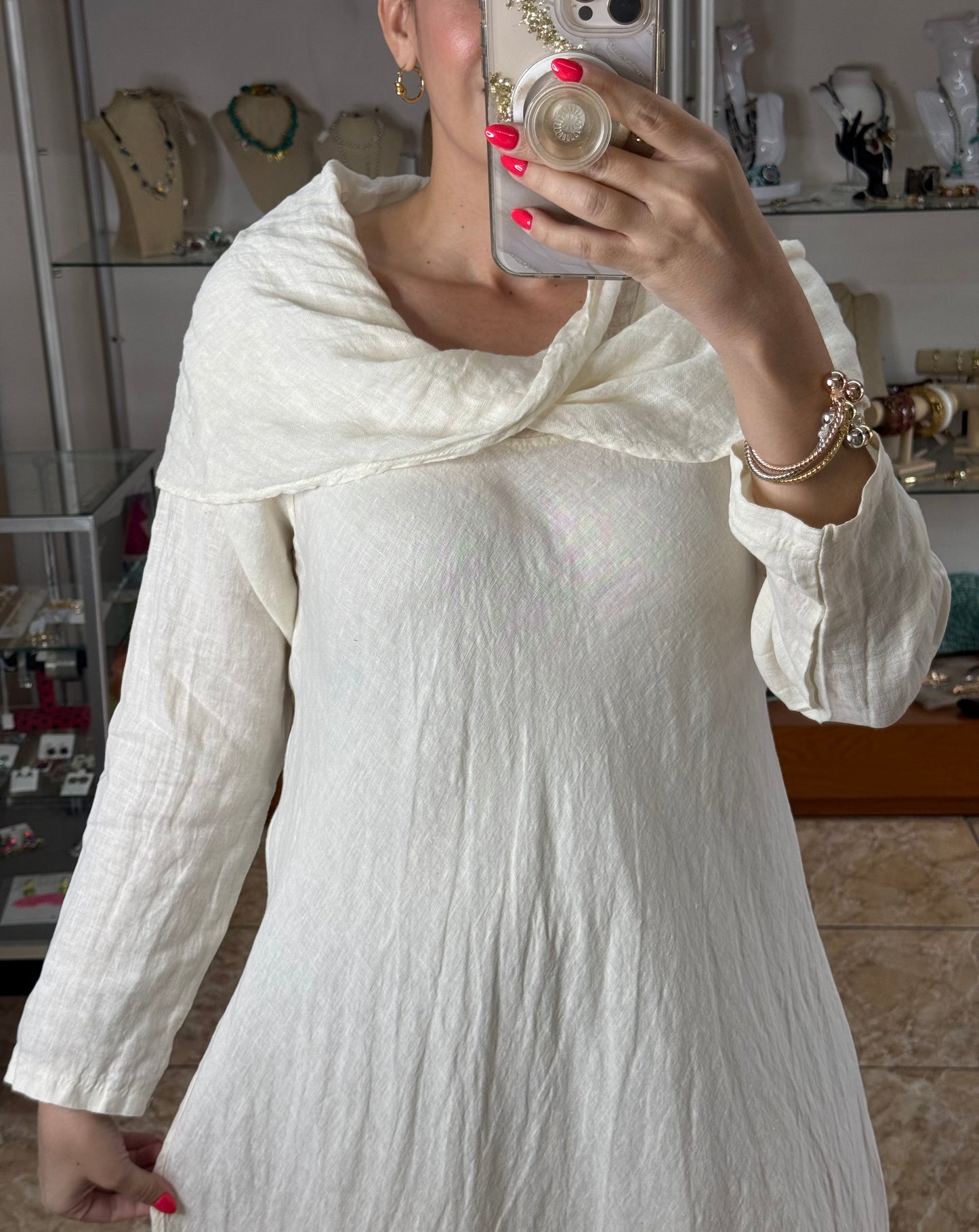 Marena OS Maxi Linen Dress (NO RETURNS OR EXCHANGE)