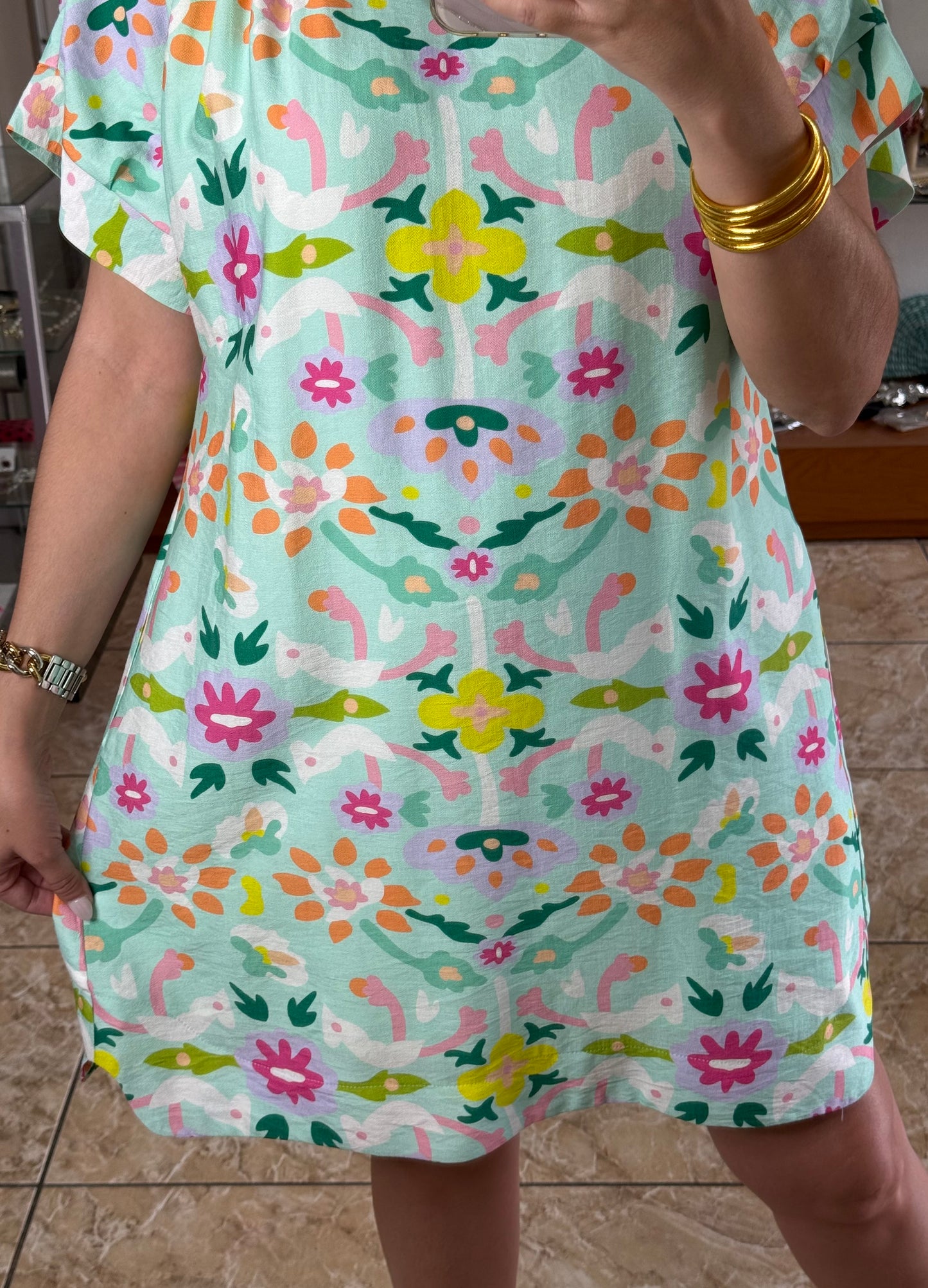 Mint Floral Mini Dress