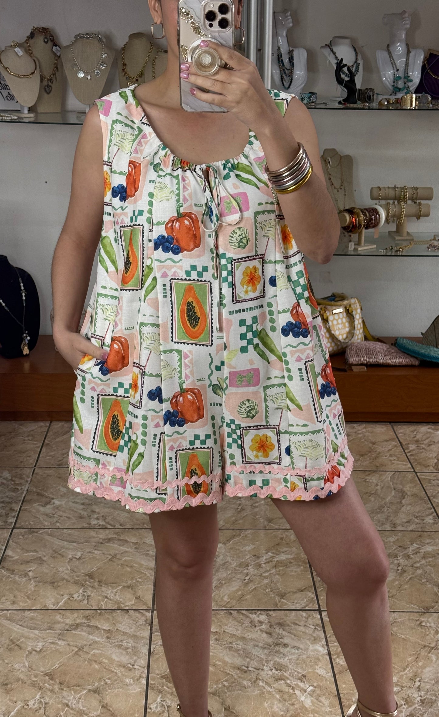 Papaya Mix Oversized Romper