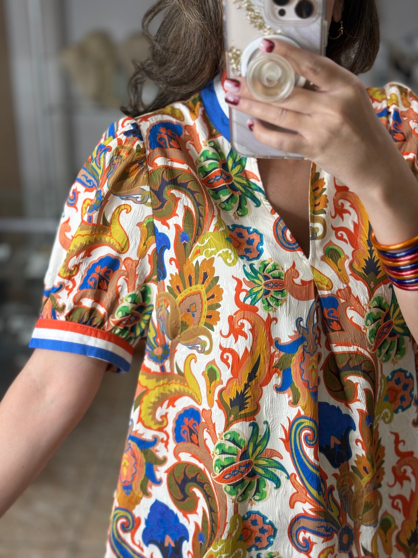 Jacquard Abstract Print Mini Dress