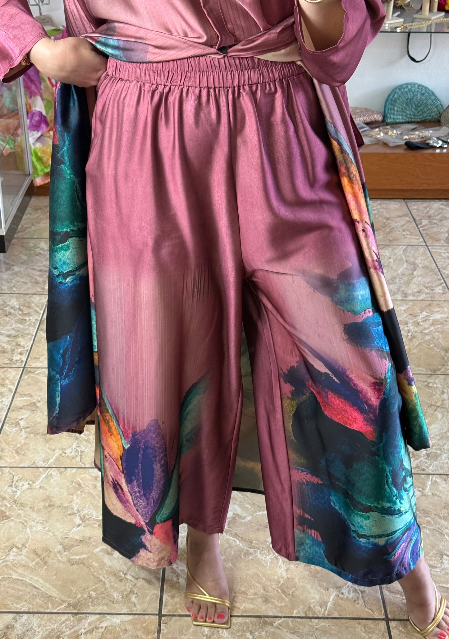 OS Silk Dress/Pant Set (NO RETURNS OR EXCHANGE)