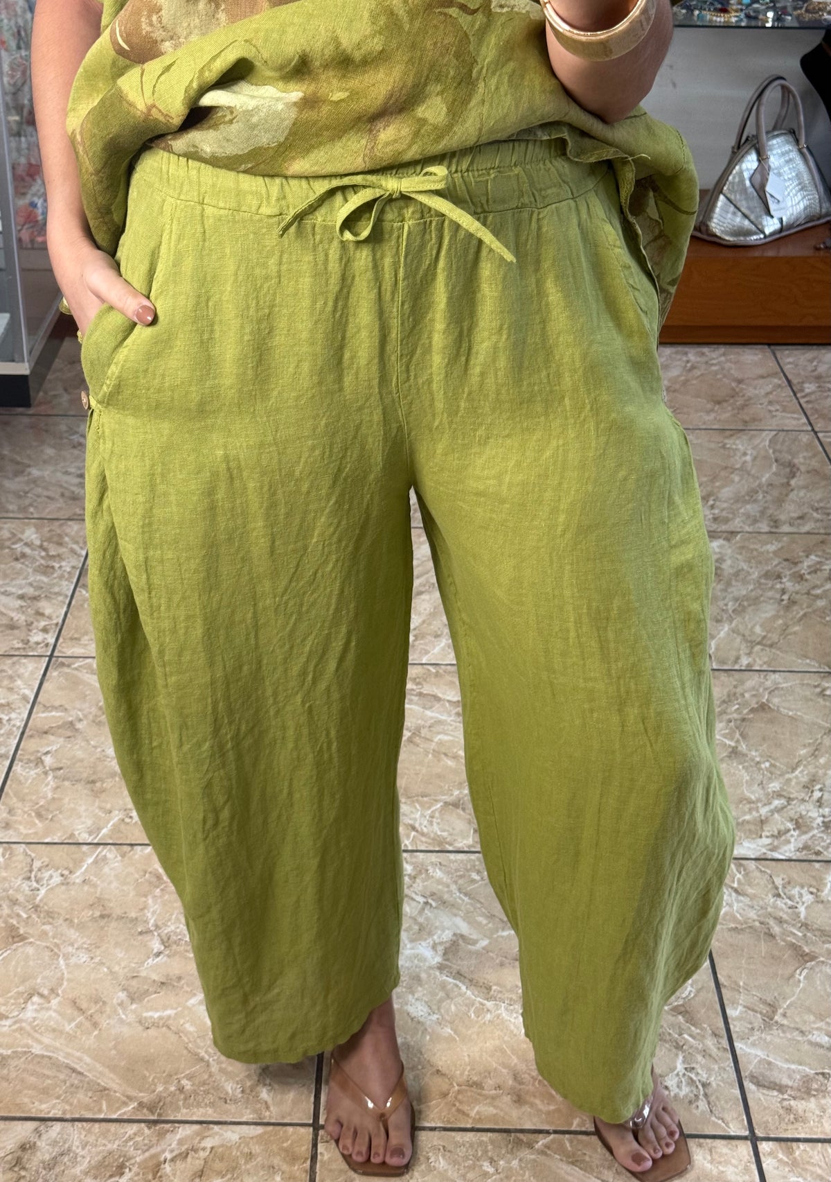 OS Top & Barrel Style Pant Linen Set (NO RETURNS OR EXCHANGE)