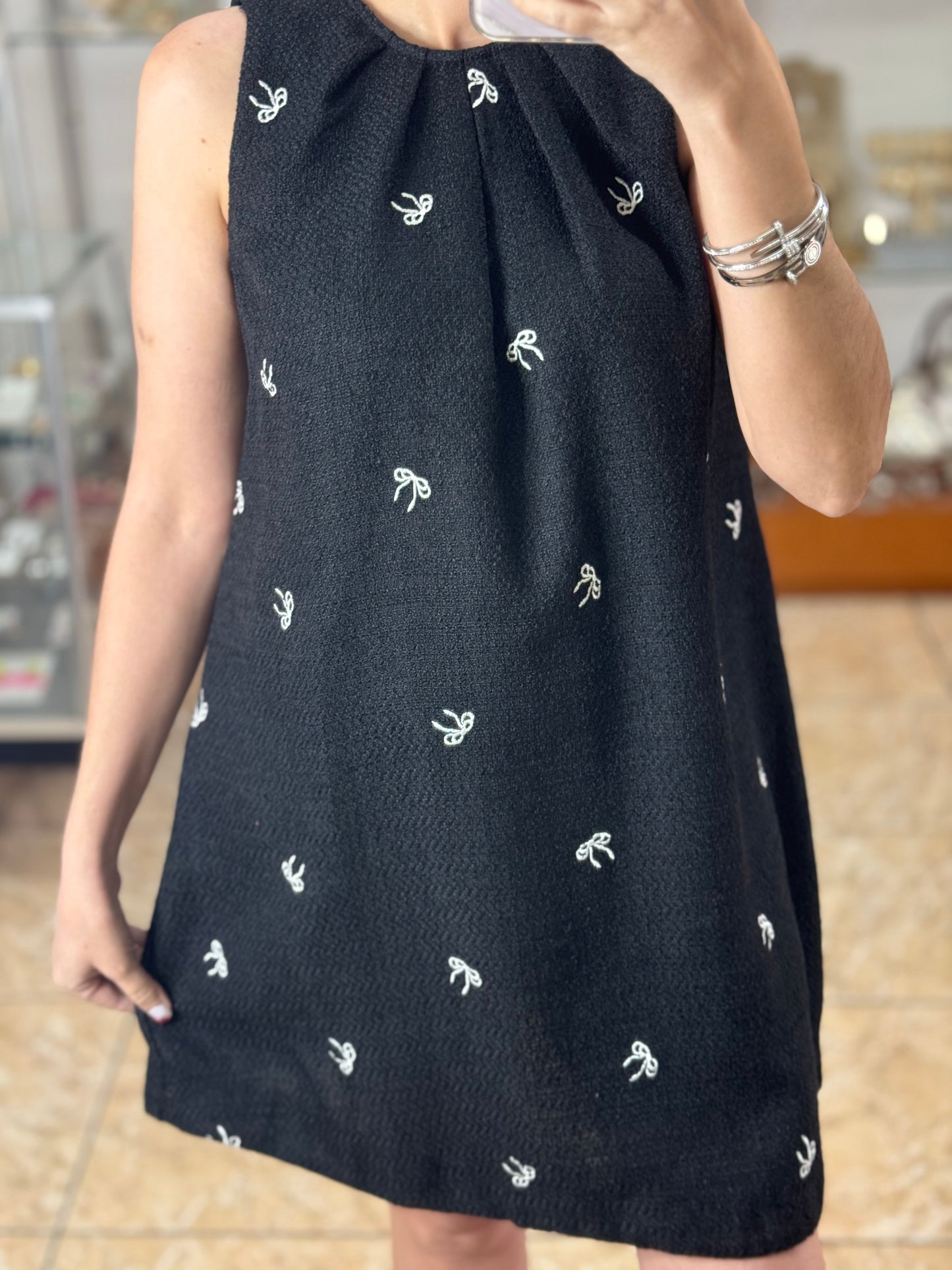 Black/White Ribbons Mini Dress