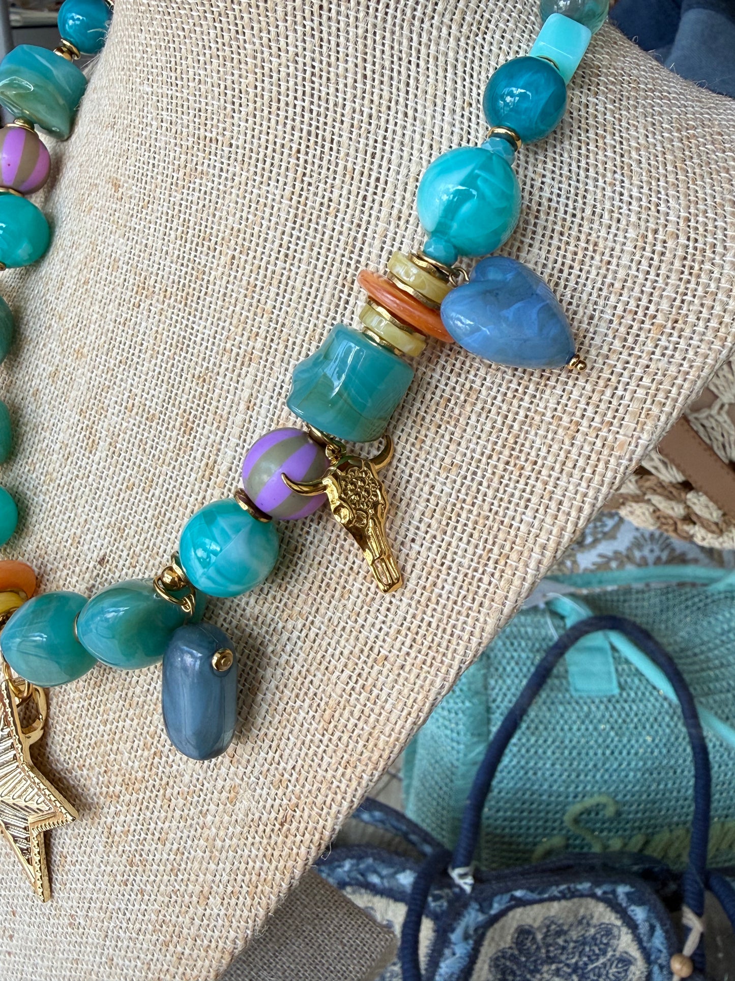 Chunky Beaded Star Pendant Necklace (NO RETURNS OR EXCHANGE)