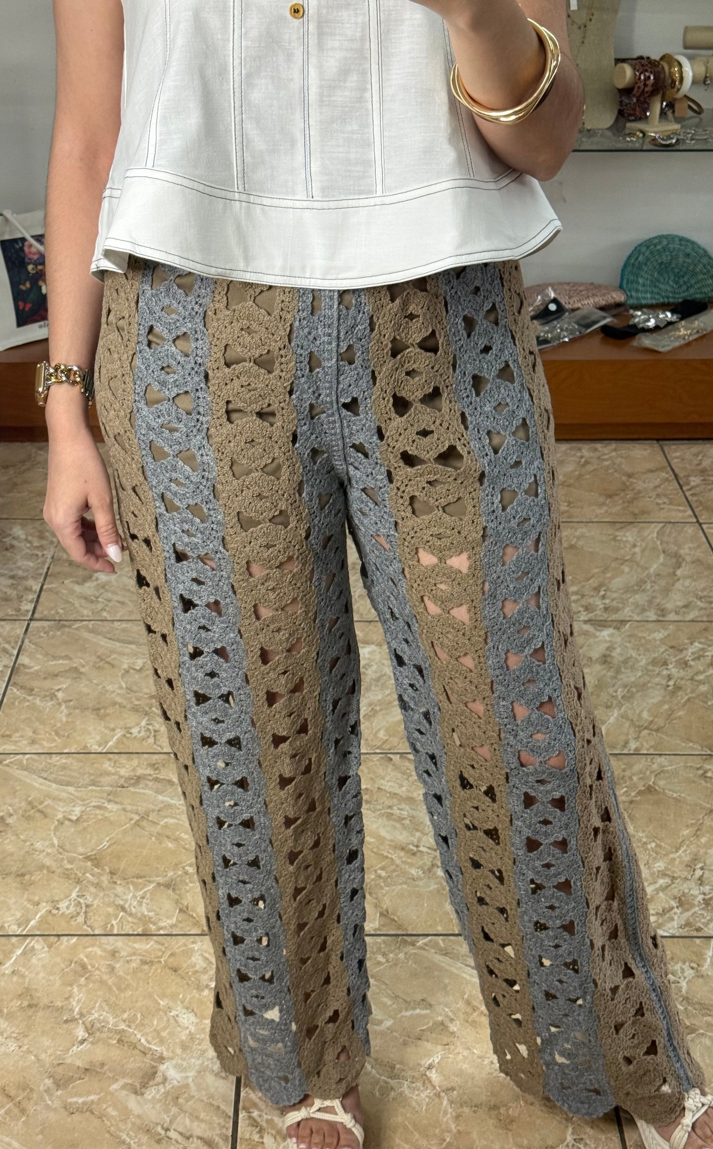 Grey Mix OS Crochet Pant (NO RETURNS OR EXCHANGE) (TOP SOLD SEPARATELY)