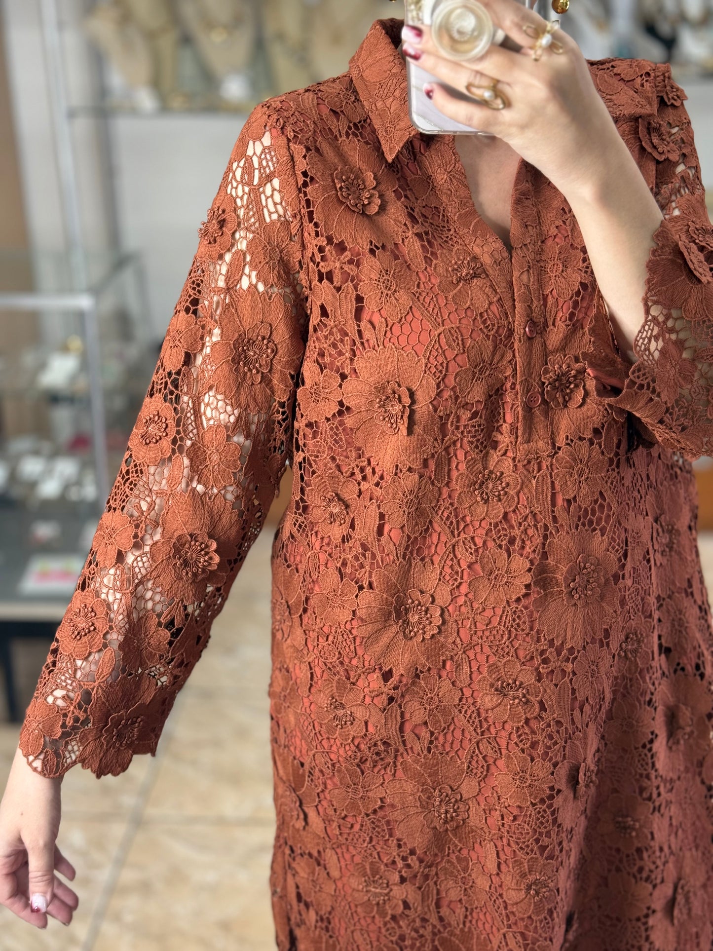 Floral Appliqué OS Midi Dress (FINAL SALE)