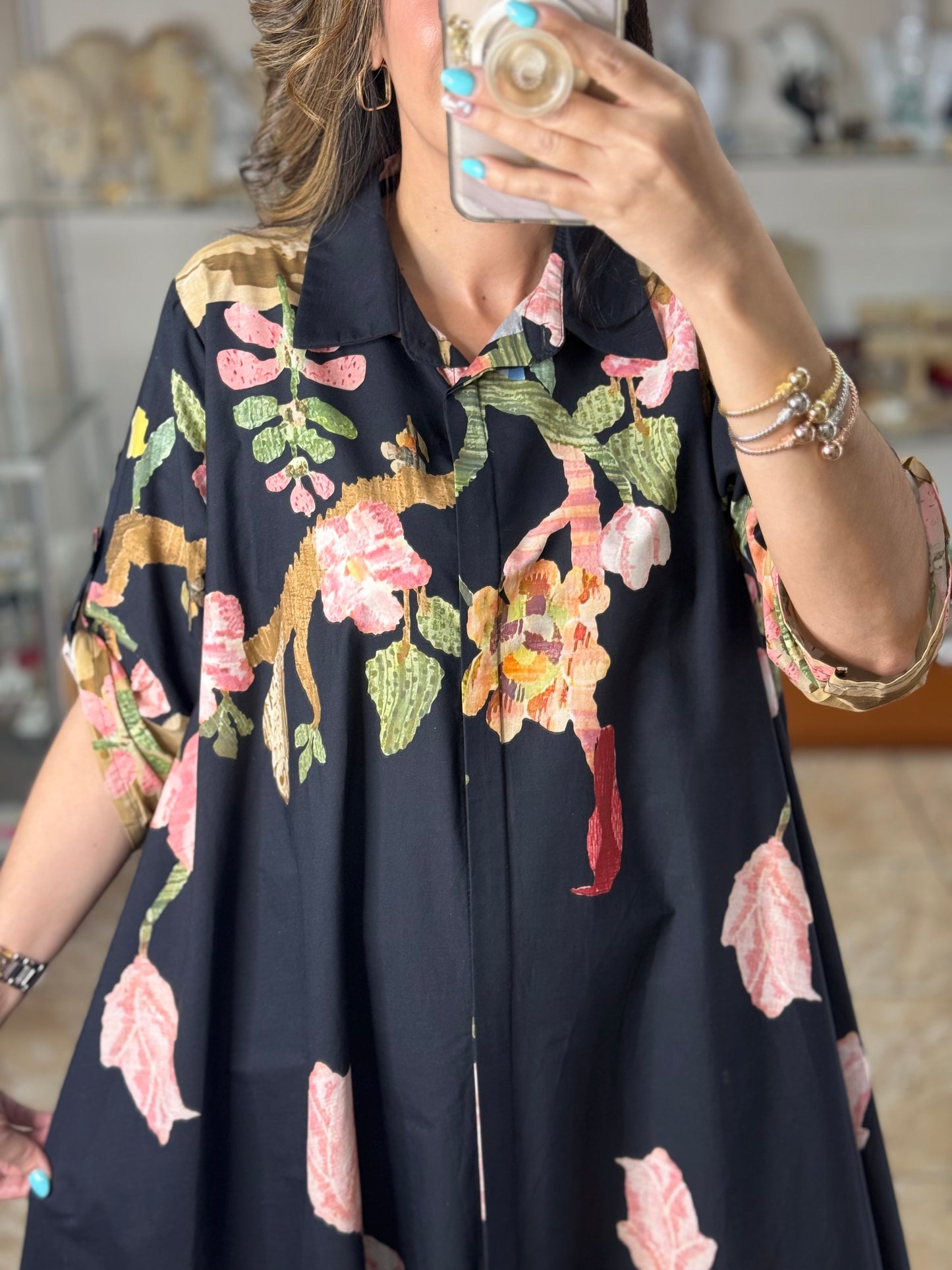 OS Flowers and Birds Maxi Dress (NO RETURNS OR EXCHANGE)
