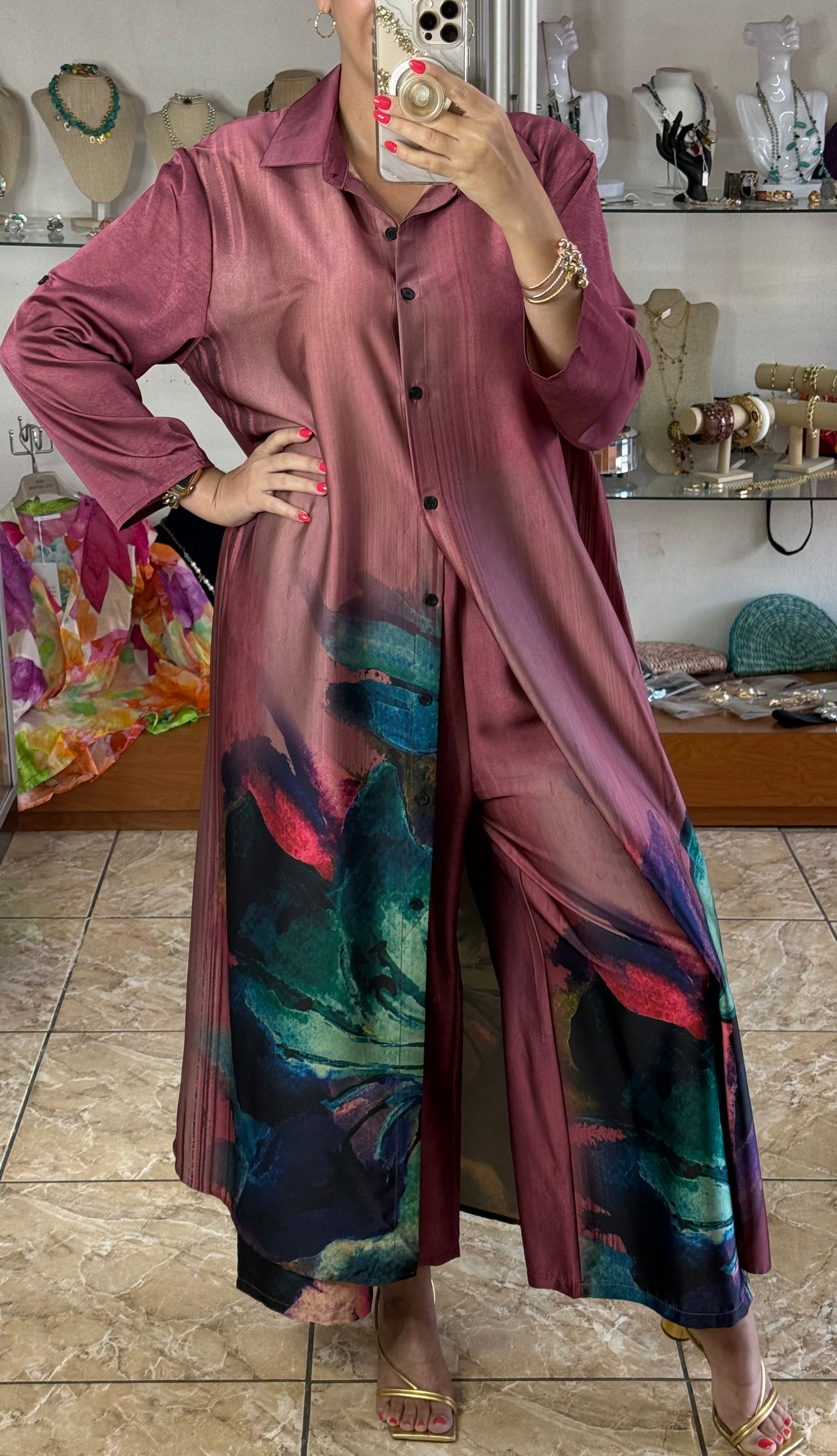 OS Silk Dress/Pant Set (NO RETURNS OR EXCHANGE)
