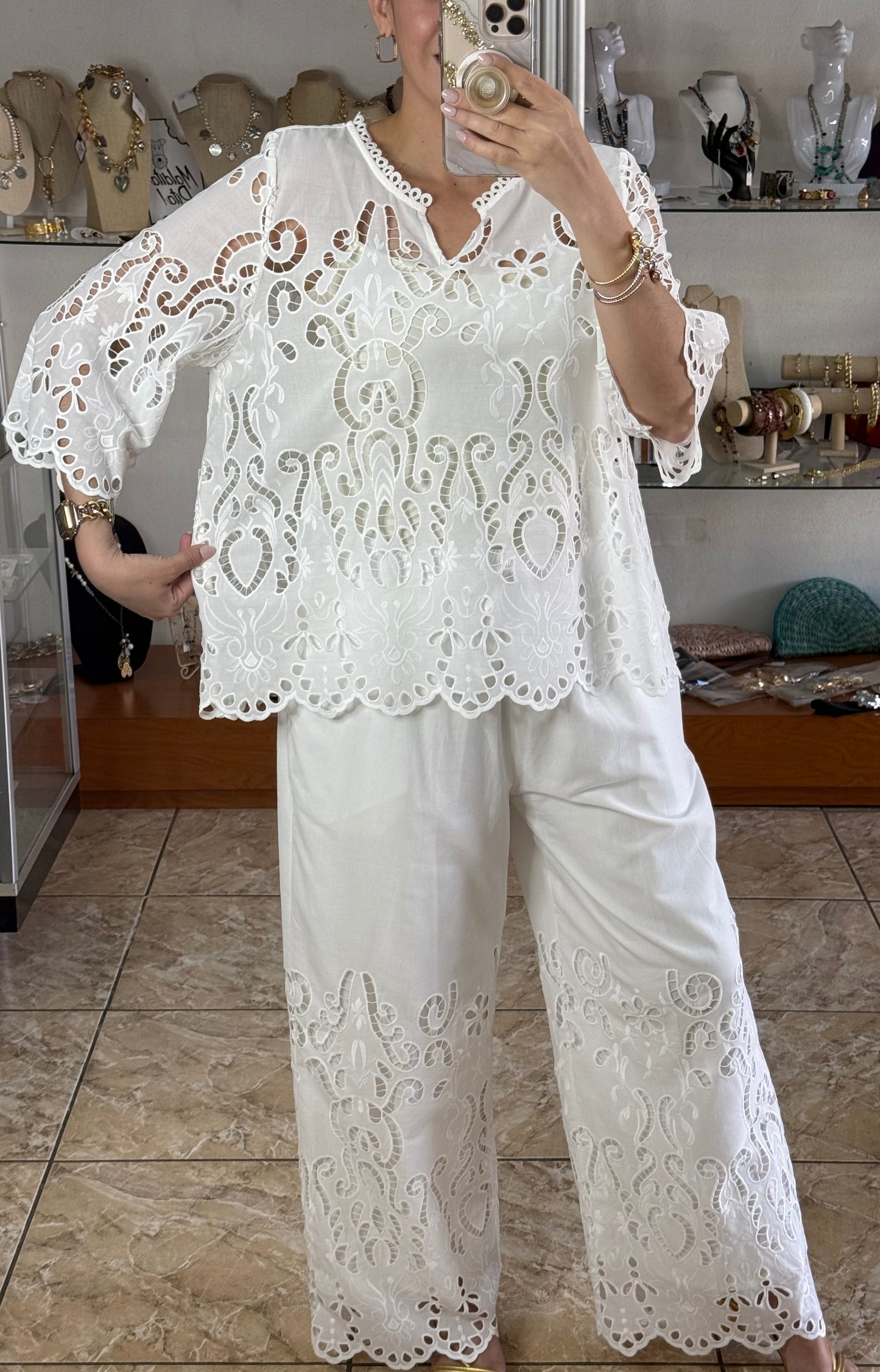 OS Intricate Eyelet Lace Embroidered Set (NO RETURNS OR EXCHANGE)