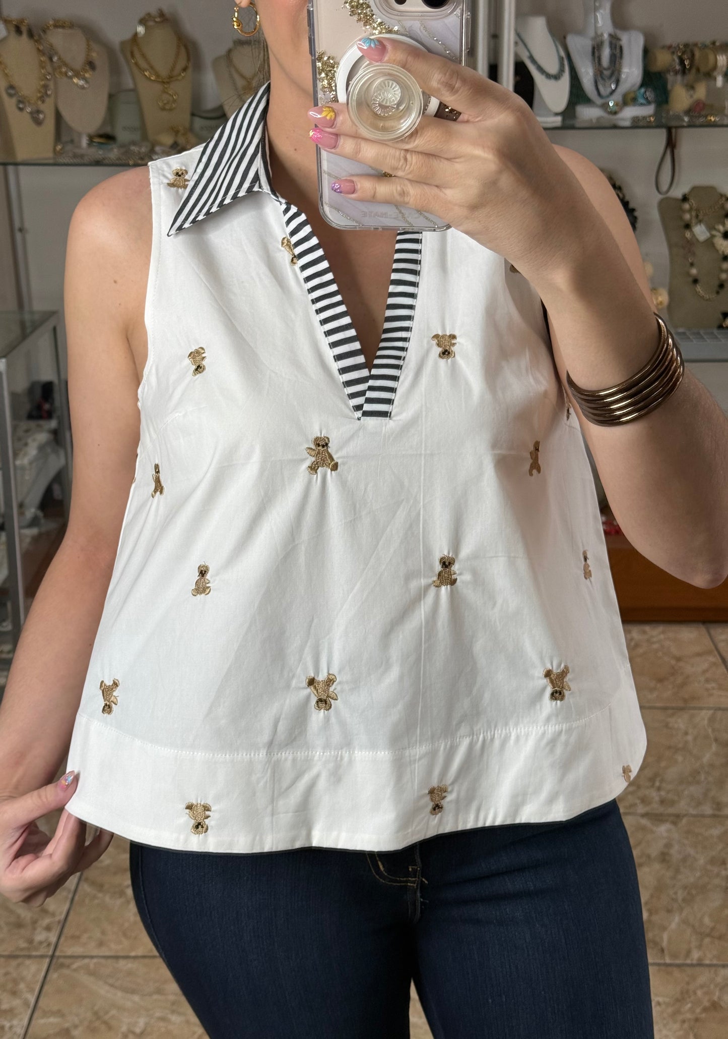 Little Embroidered Bears Top