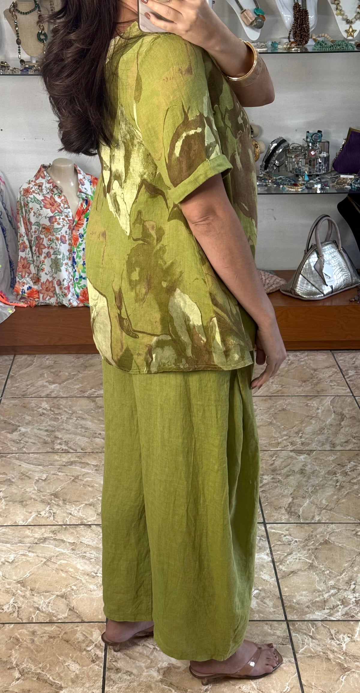 OS Top & Barrel Style Pant Linen Set (NO RETURNS OR EXCHANGE)