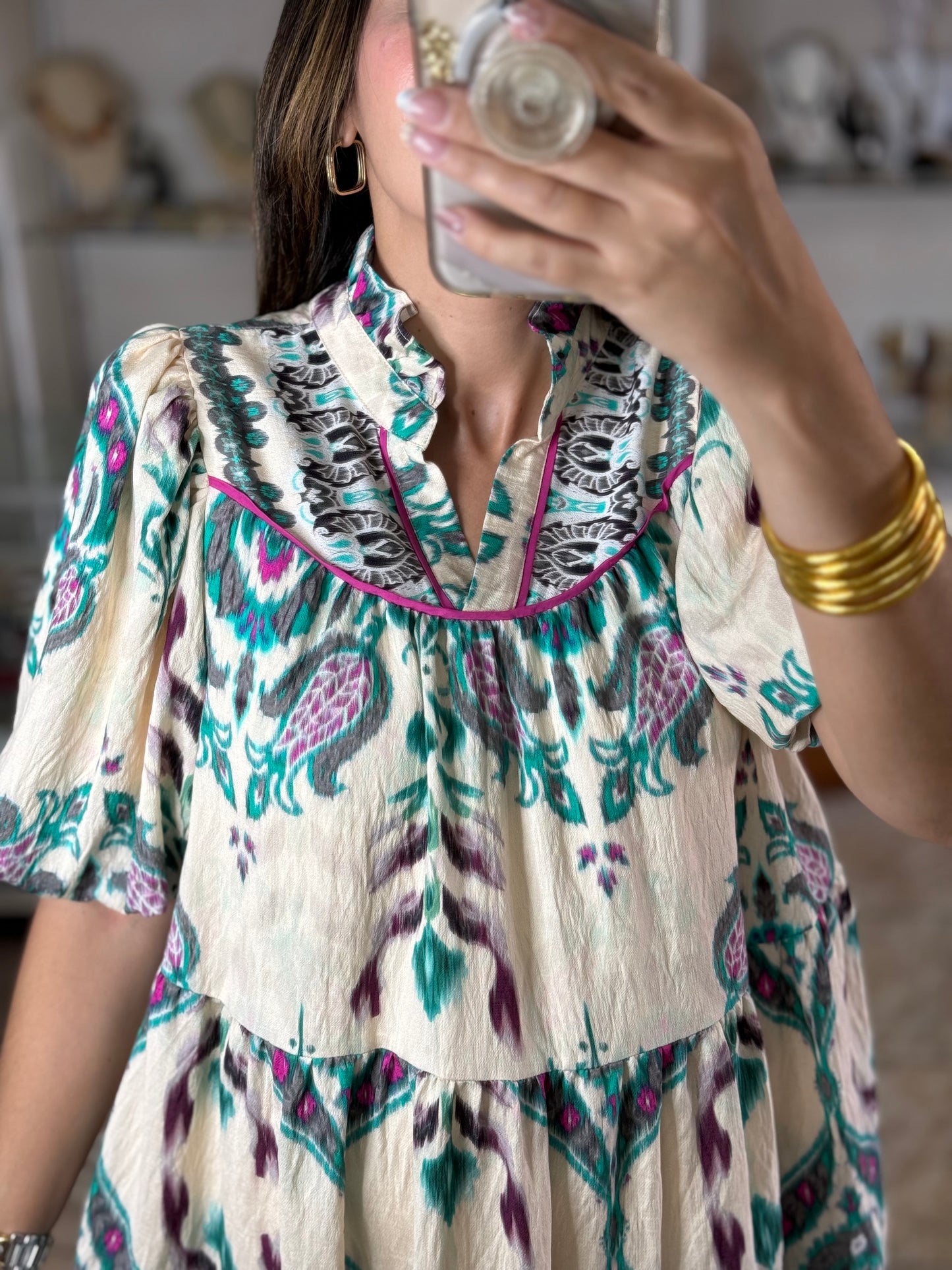Teal Mix Doll Dress