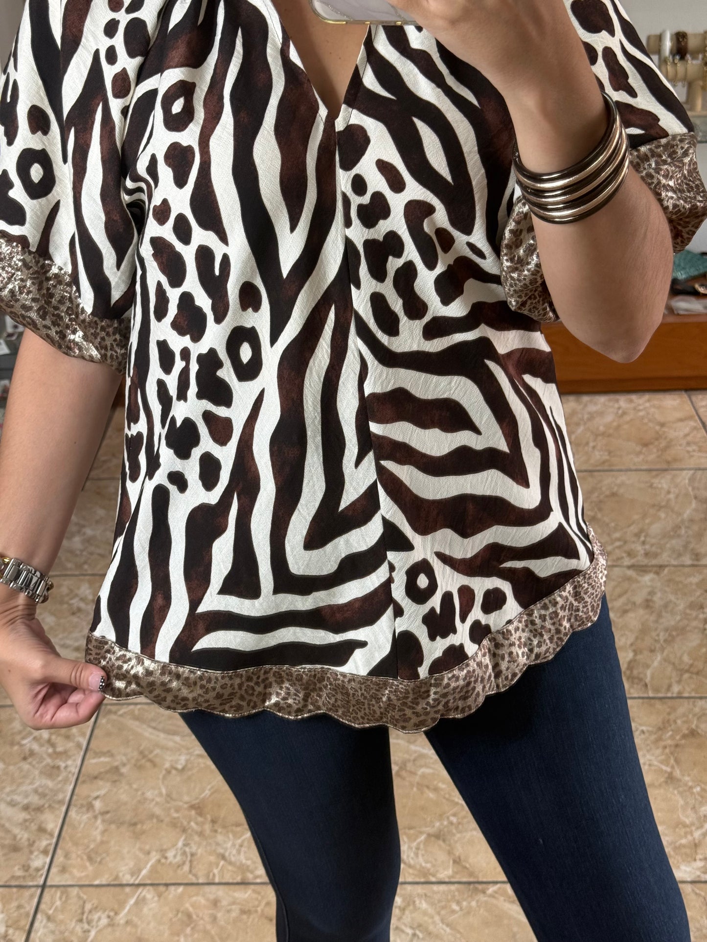 Brown Mix Safari Top