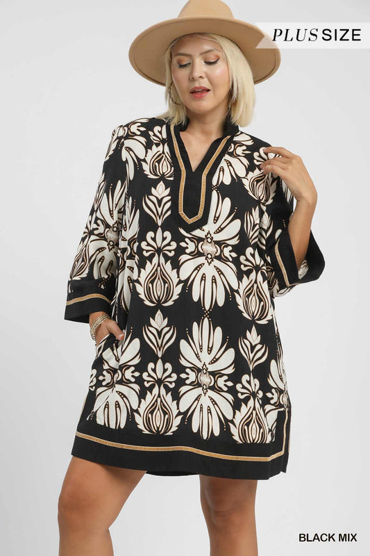 Black Mix Mini Dress (PLUS)