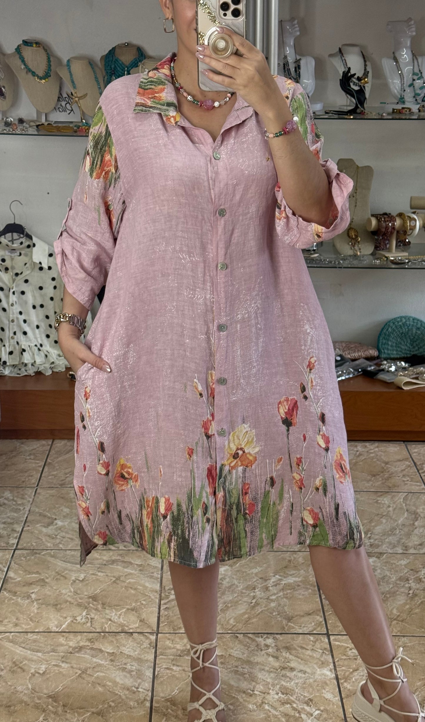 Malena OS Linen Dress (NO RETURNS OR EXCHANGE)