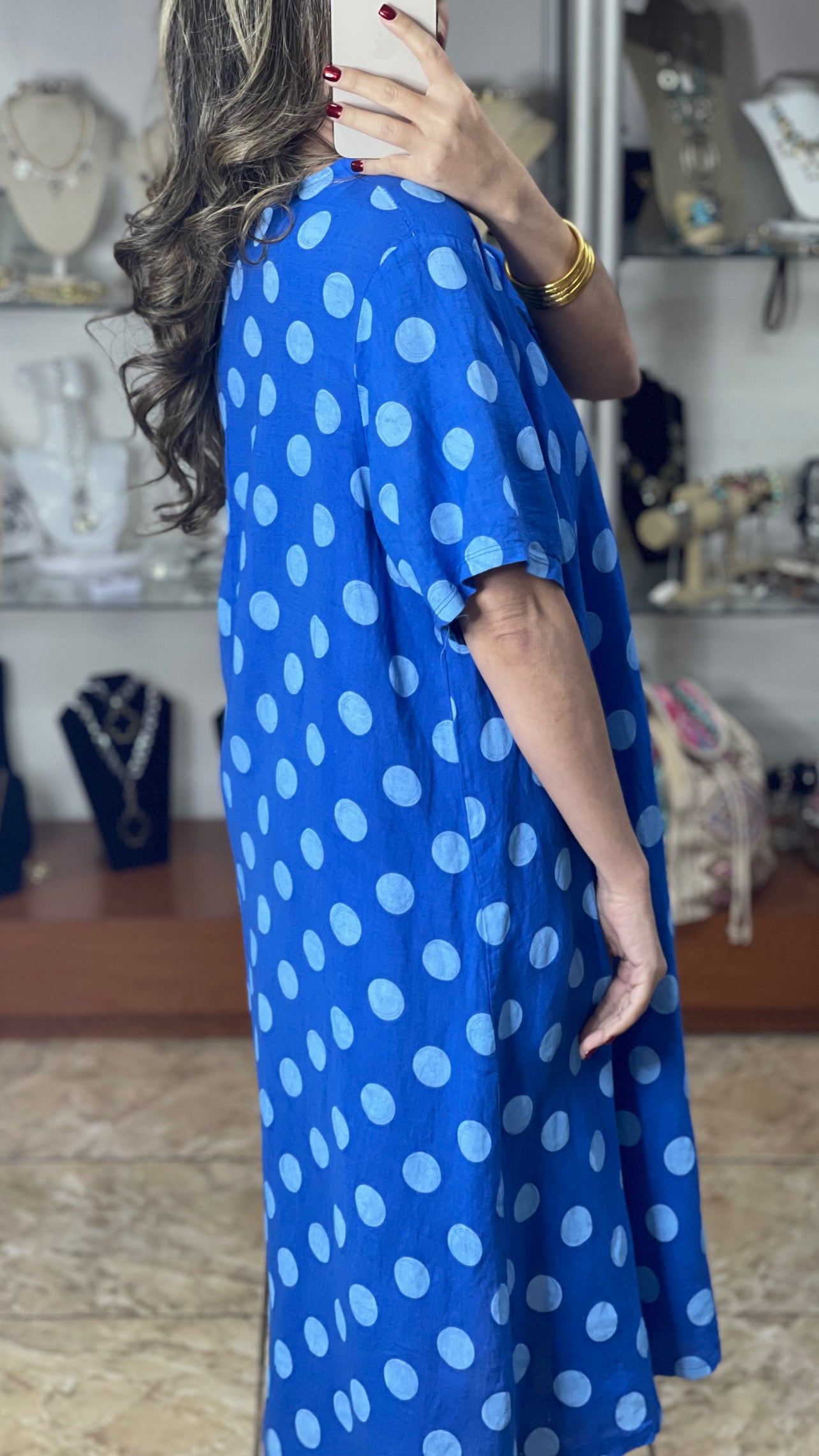 Polkadots OS Midi Dress