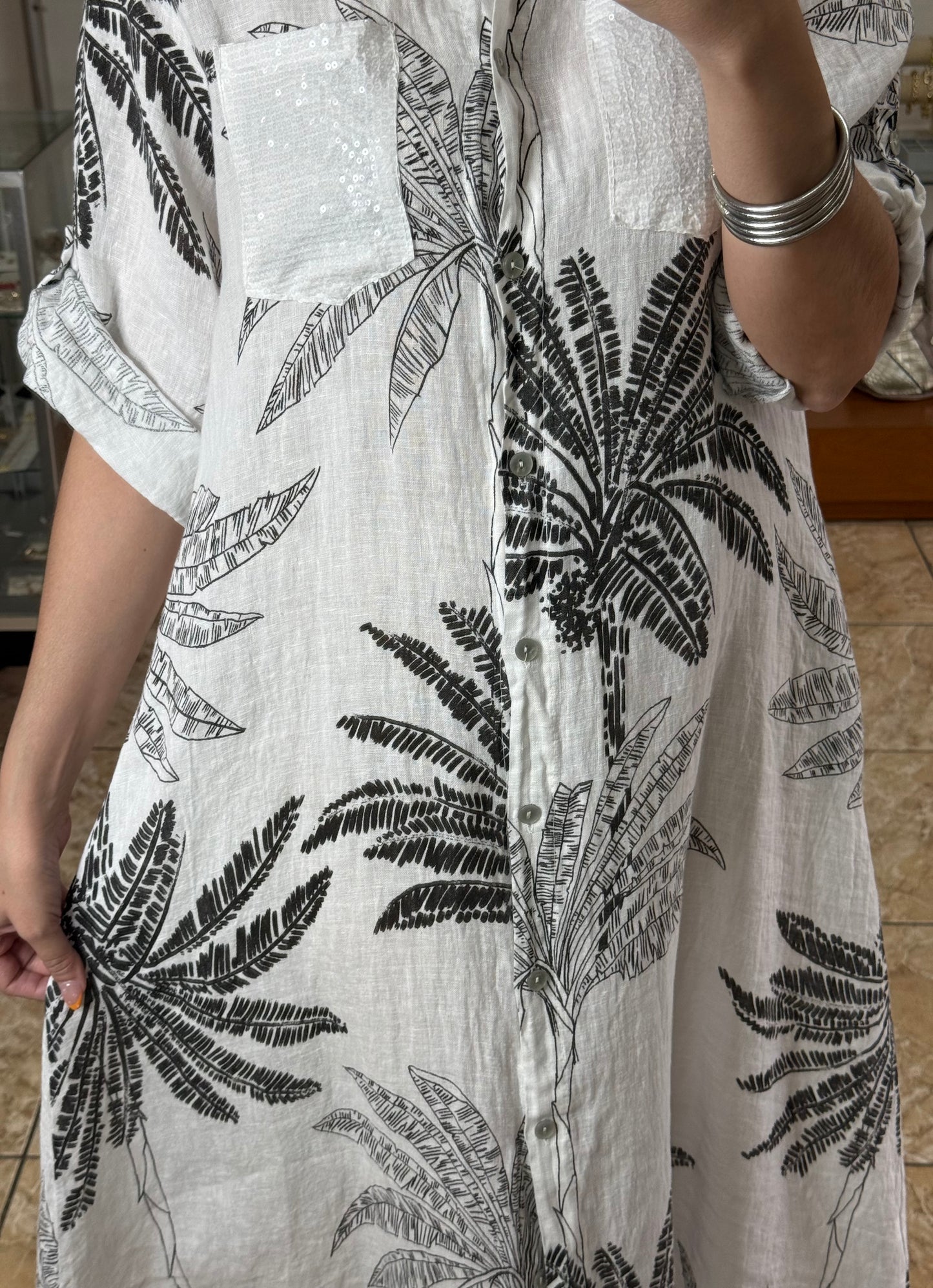 Palmeras OS Maxi Linen Dress (FINAL SALE)