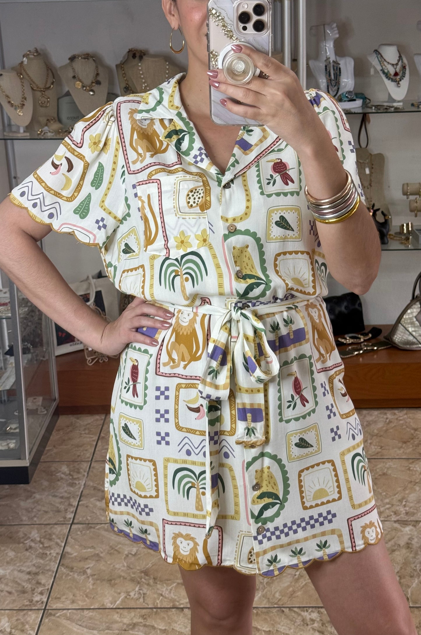 Tropical Button Down Dress