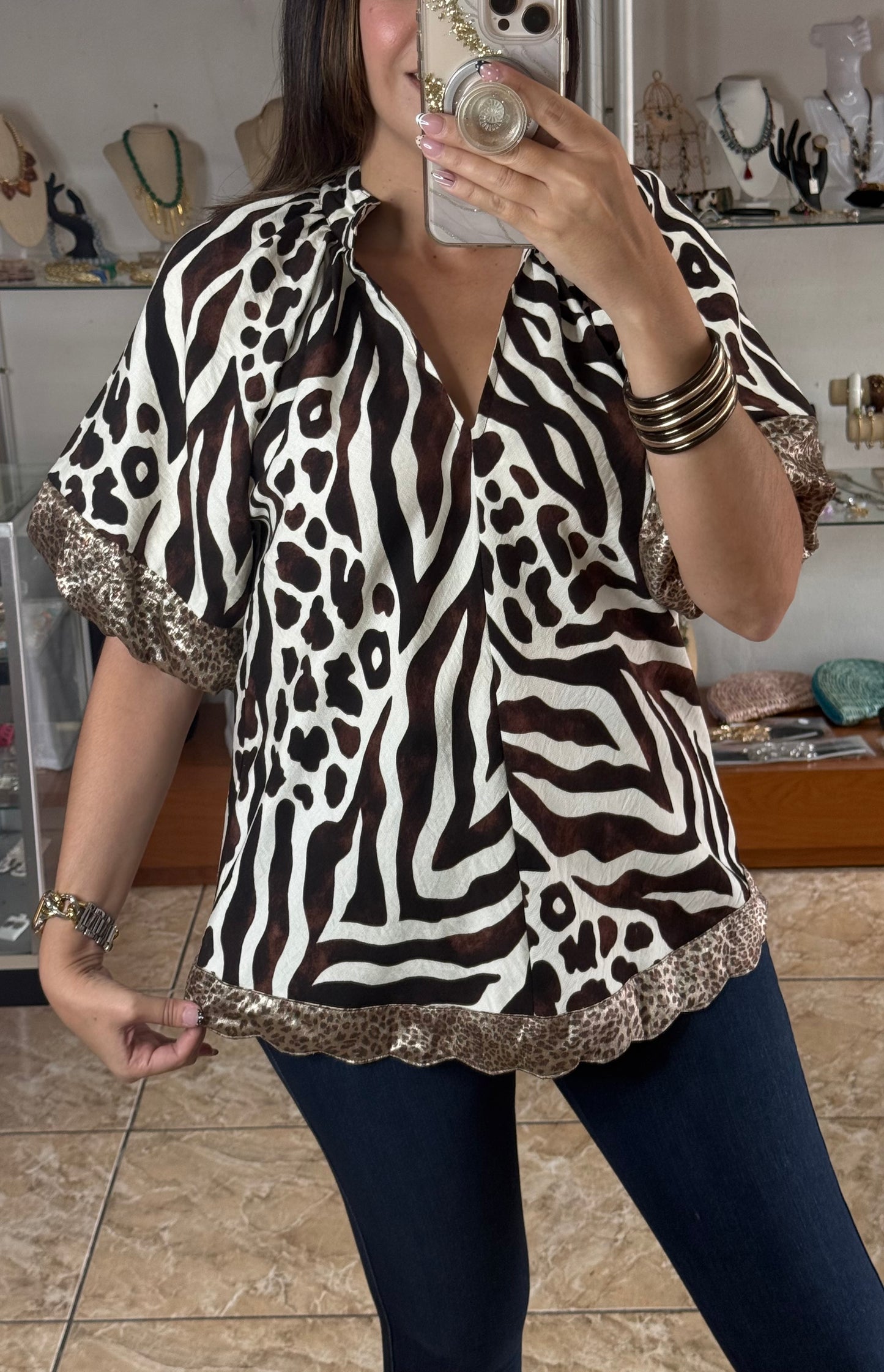 Brown Mix Safari Top